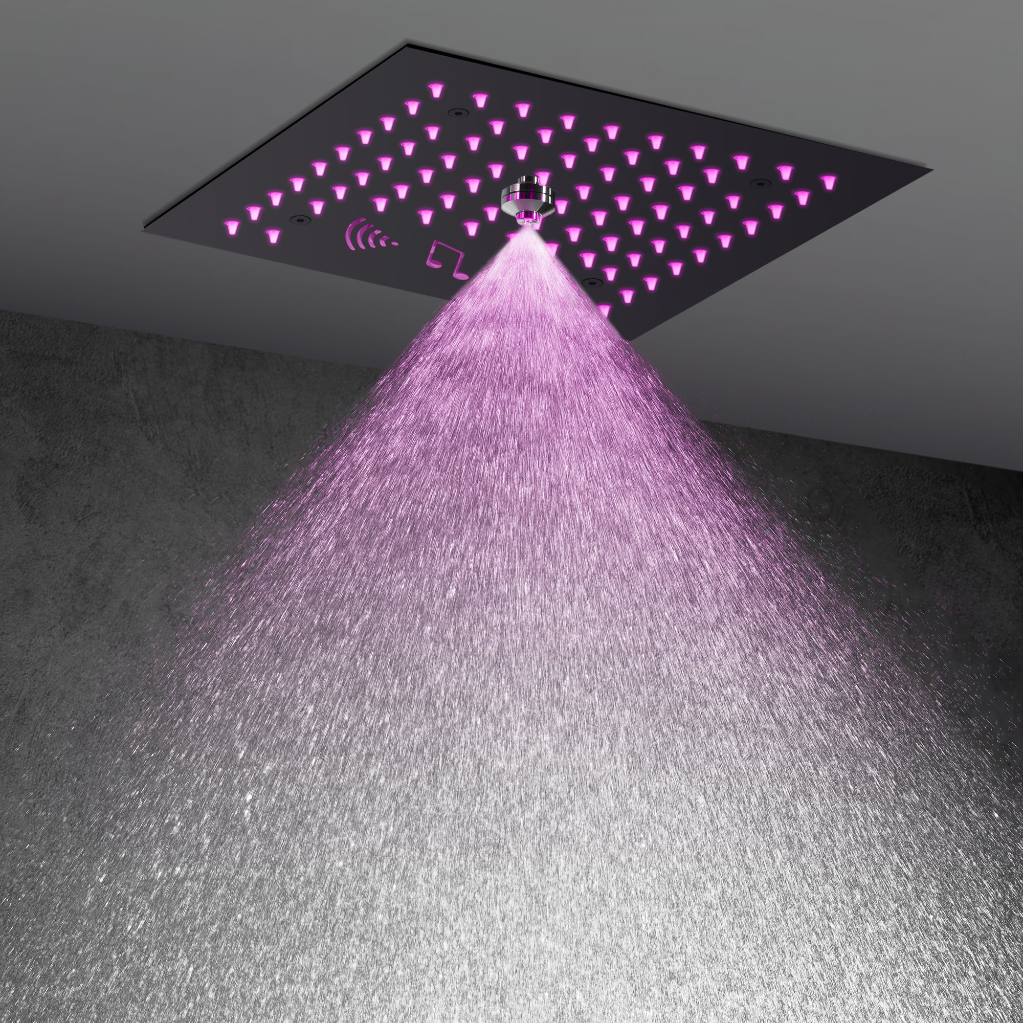 12-Inch Flush-Mount Matte Black Thermostatic Shower Faucet: 4-Way Control, 64-Color LED Lighting, Bluetooth Music, Optional Digital Display, and Body Sprayers - Image 8