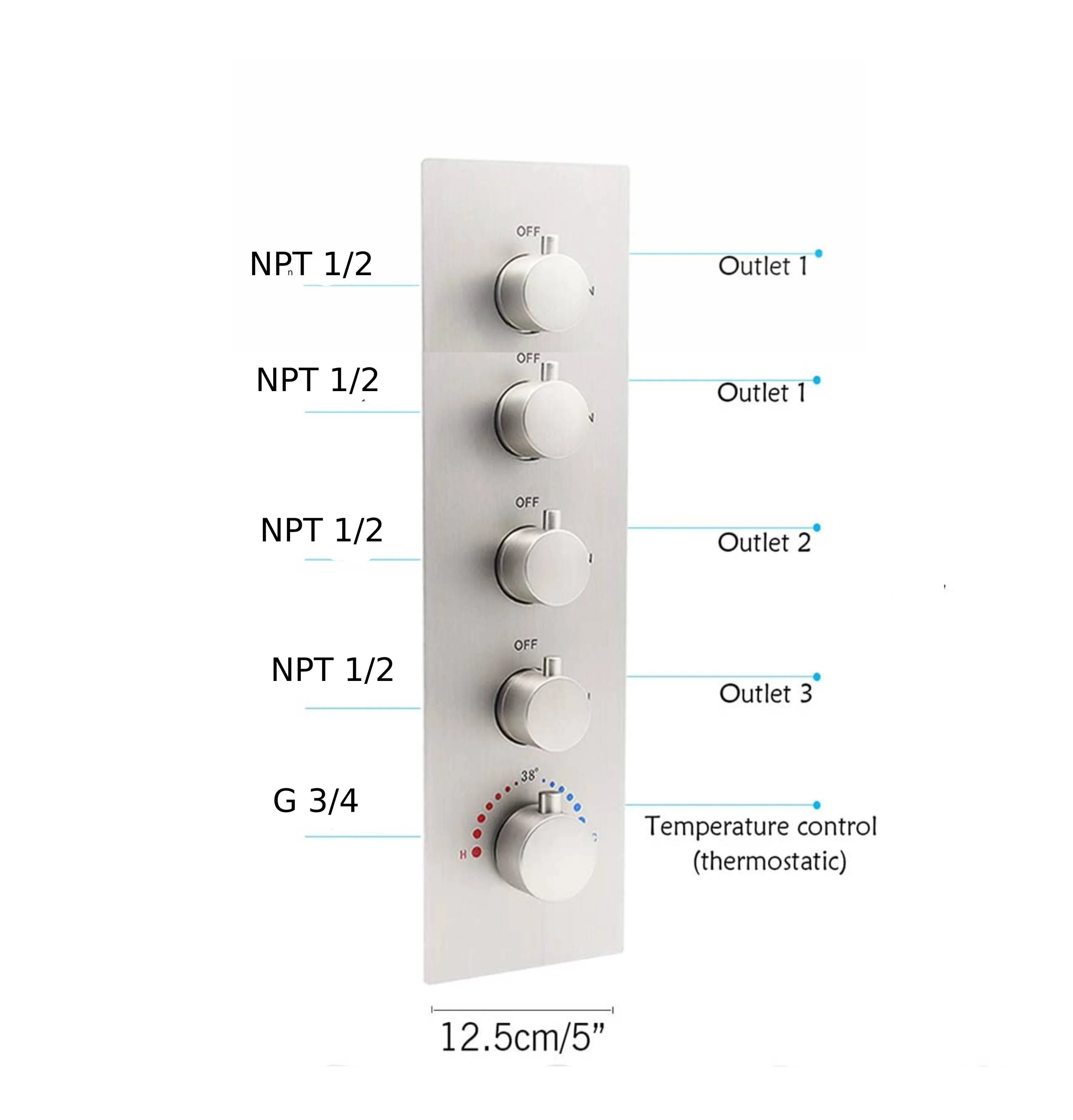4  way thermostatic  rough in valve with trim,5 finishing colors available - Image 2