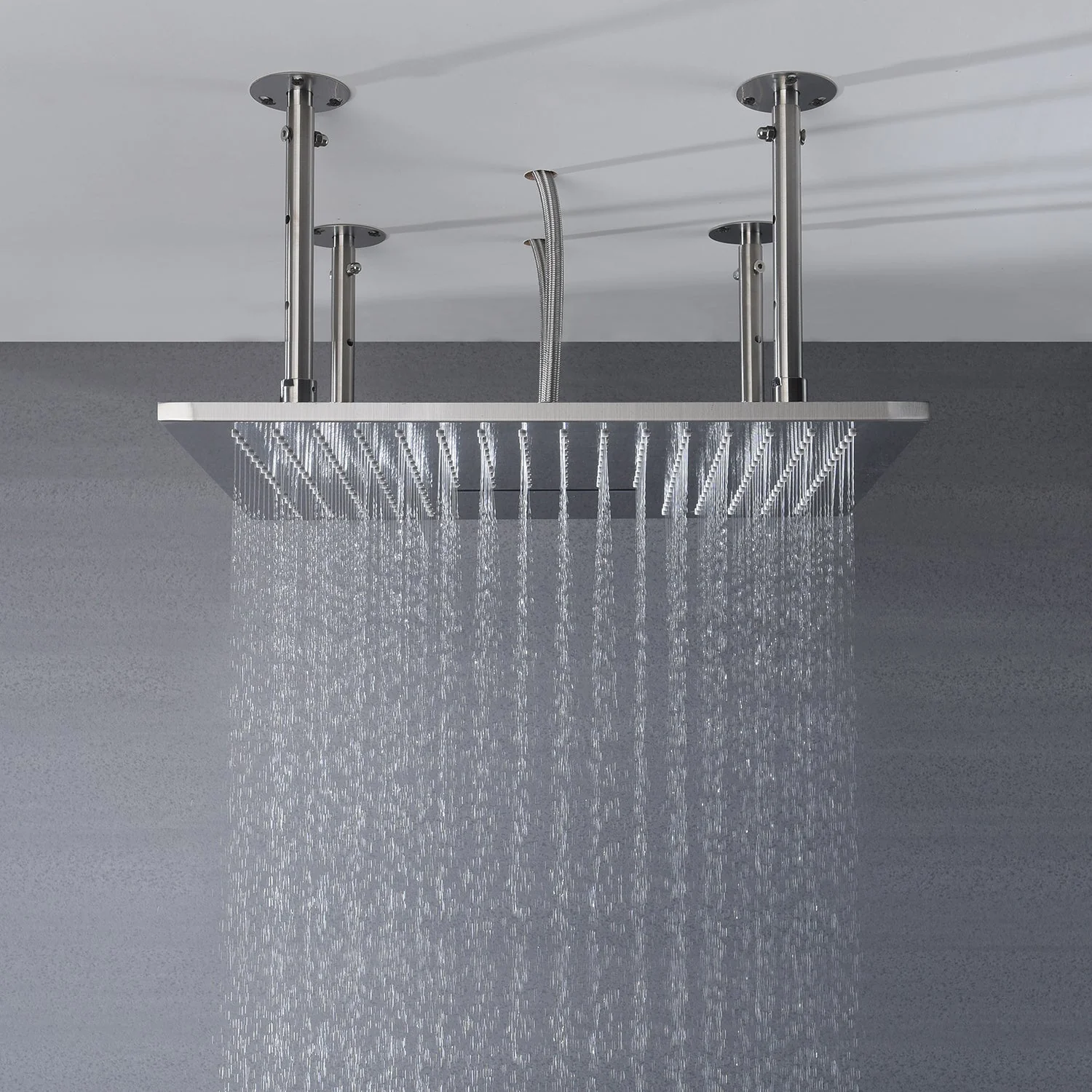 20inch Brushed nickel ceiling mount rainfall waterfall shower systems 4 way thermostatic valve with 6 inch regular head - Image 5