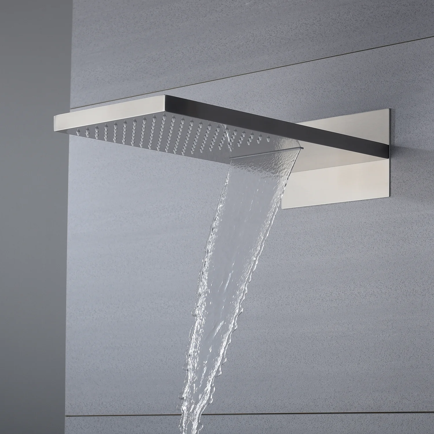 22inch rainfall and waterfall Brushed Nickel 4 Way Thermostatic Shower Faucet with 4inch Body Jet - Image 4