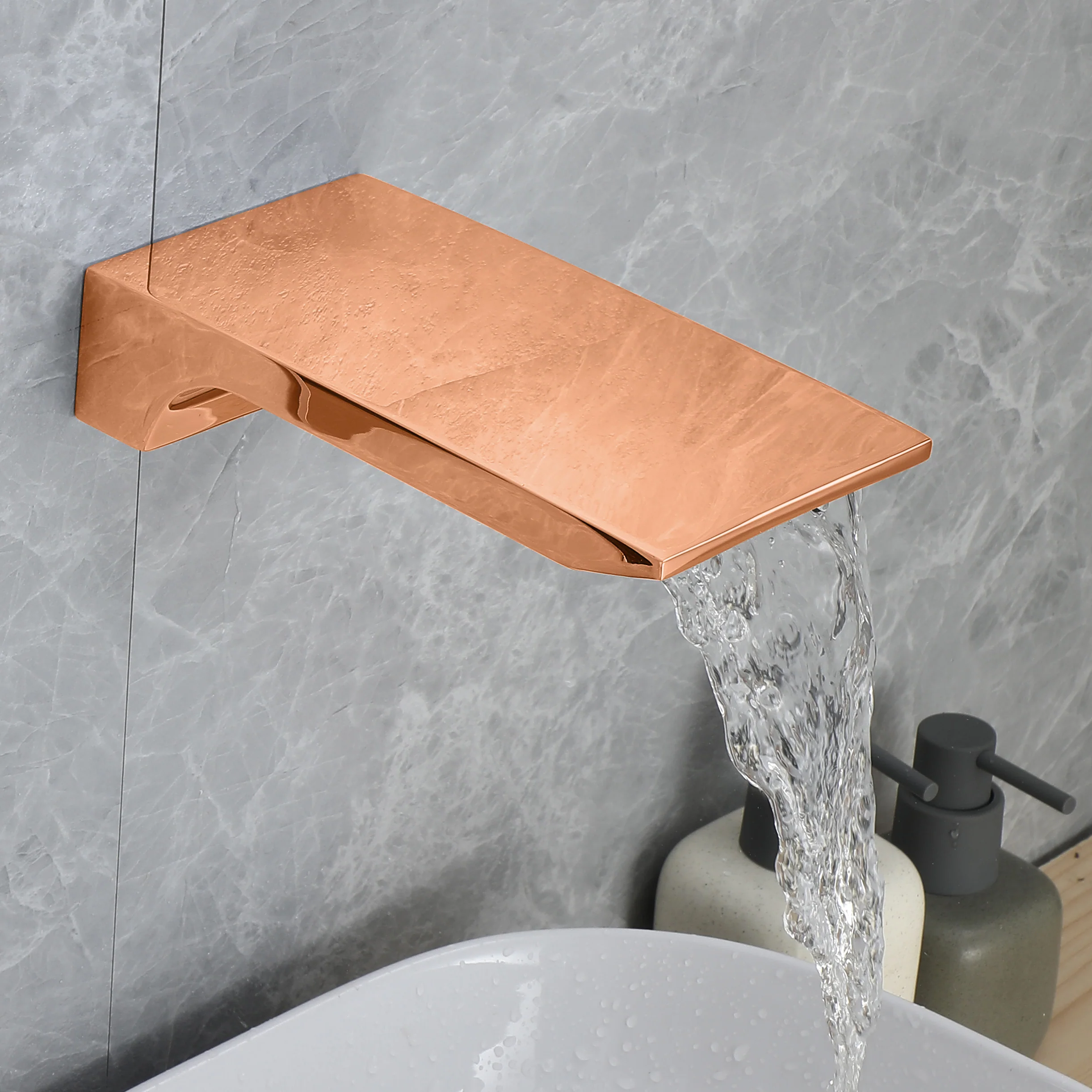 High Water Pressure 6-Inch Regular Head Rose Gold Wall Mounted Two Way Pressure Balance Shower System with Tub Spout - Image 4
