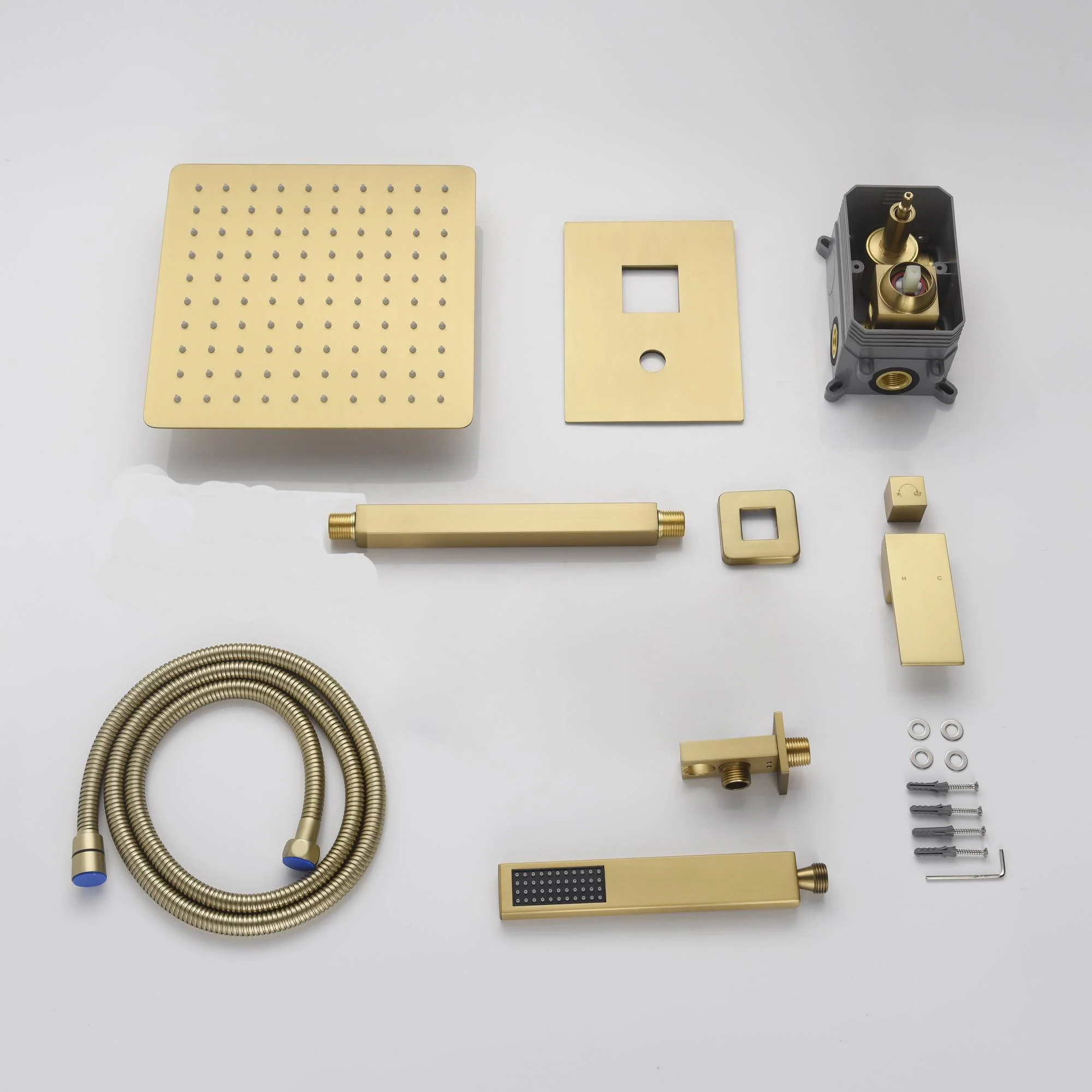 Brushed Gold 12 Inch or 16 inch Rain head Ceiling Mount two way pressure balance Shower System with Rough-in Valve Body and Trim - Image 7
