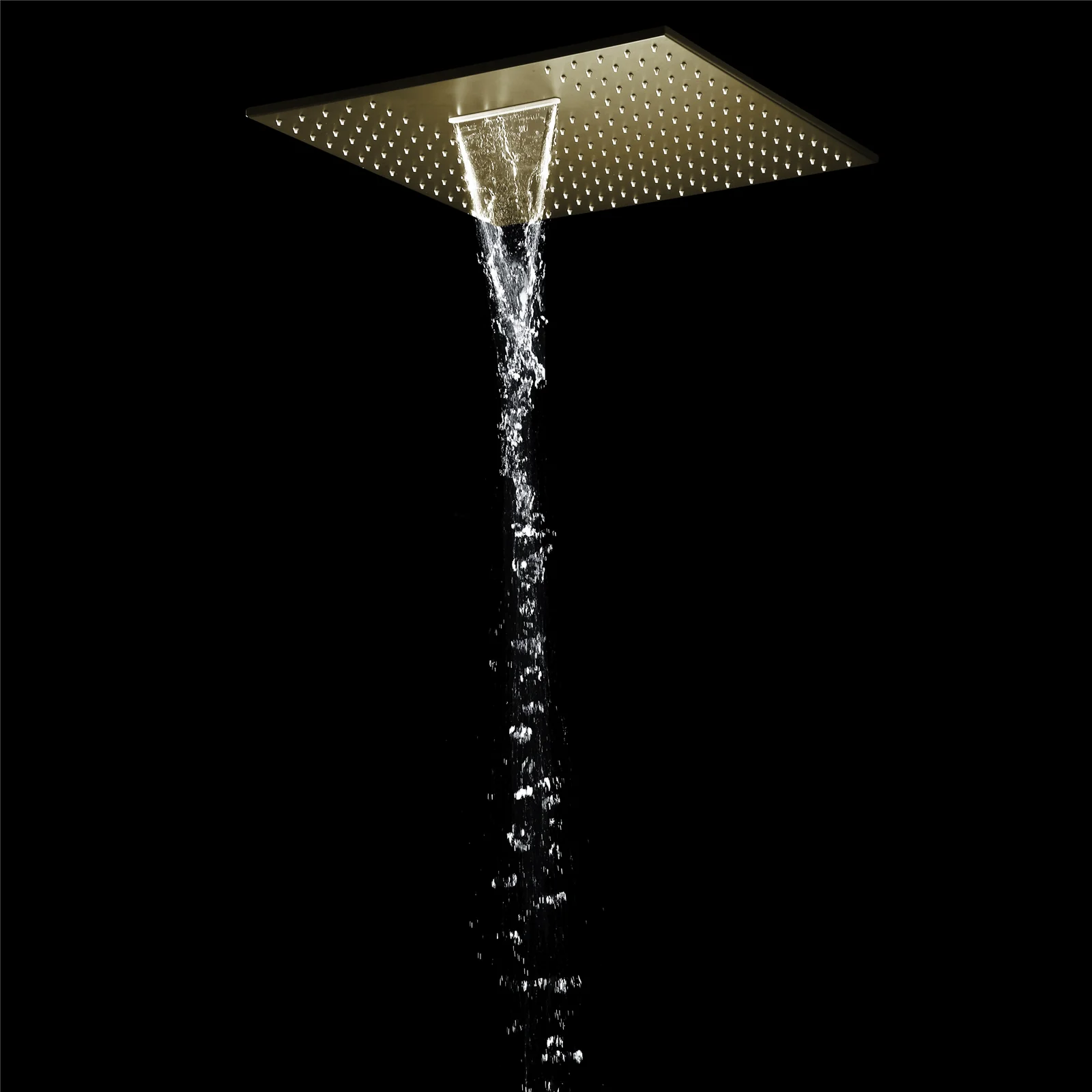 Brushed Gold 20-Inch Or 24-Inch Rainfall Waterfall Ceiling Mount Shower Head with 4-Way Thermostatic Faucet, High-Pressure Wall Mount Head - Image 11