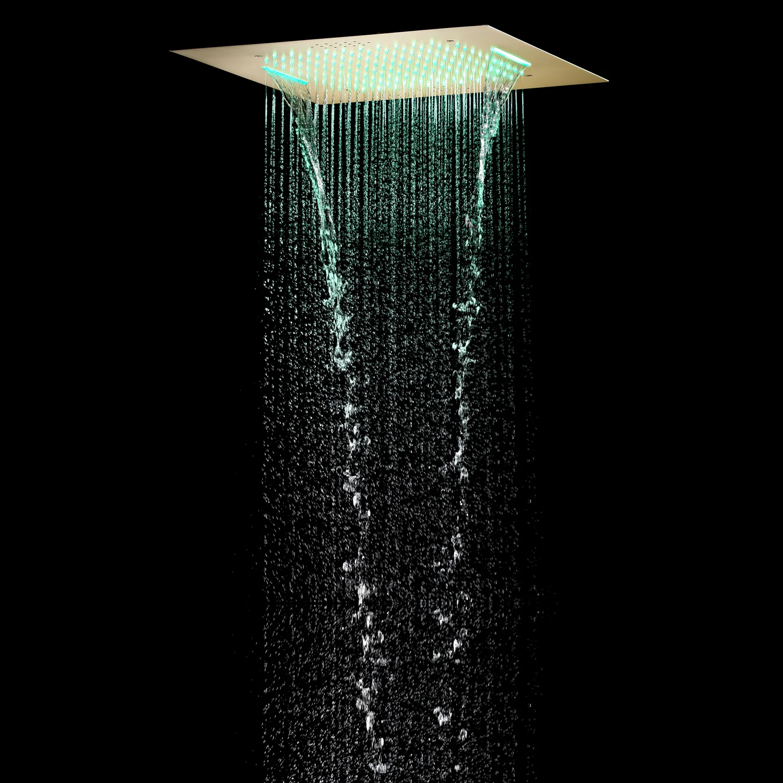 Brushed Gold 20-Inch Or 24-Inch Rainfall Waterfall Ceiling Mount Shower Head with 4-Way Thermostatic Faucet, High-Pressure Wall Mount Head - Image 25