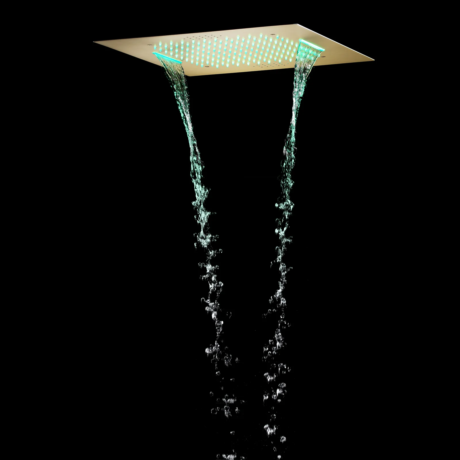 Brushed Gold 20-Inch Or 24-Inch Rainfall Waterfall Ceiling Mount Shower Head with 4-Way Thermostatic Faucet, High-Pressure Wall Mount Head - Image 27
