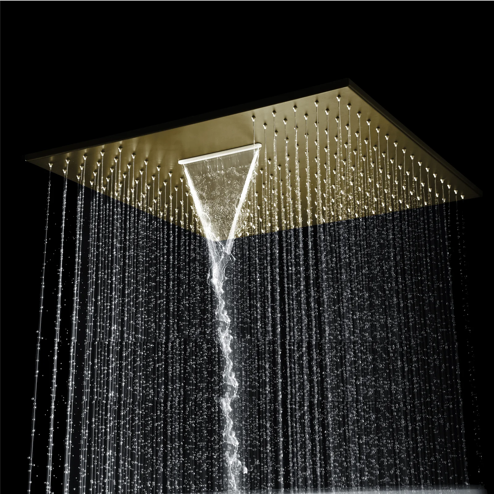 Brushed Gold 20-Inch Or 24-Inch Rainfall Waterfall Ceiling Mount Shower Head with 4-Way Thermostatic Faucet, High-Pressure Wall Mount Head - Image 7