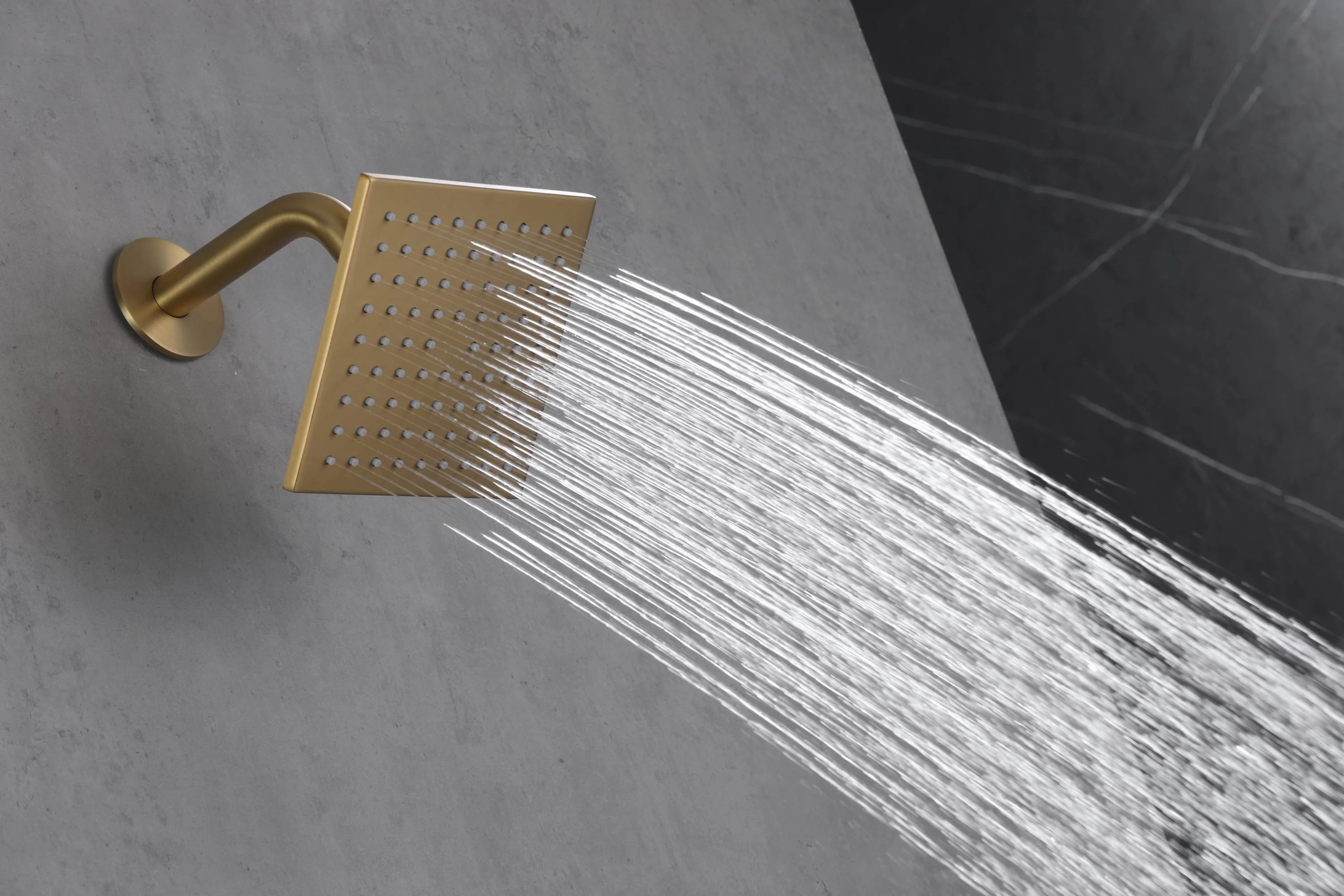 Brushed Gold 12-Inch or 16-Inch Rainfall Wall Mount Shower Head with 4-Way Thermostatic Faucet, Body Jets, and High-Pressure Wall Mount Head - Image 16