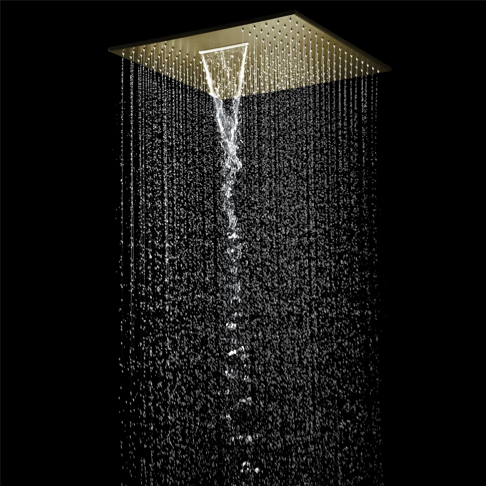Brushed Gold 20-Inch or 24 inch Rainfall Waterfall Ceiling or flush Mount Shower Head with 4-Way Thermostatic Faucet, Body Jets - Image 11