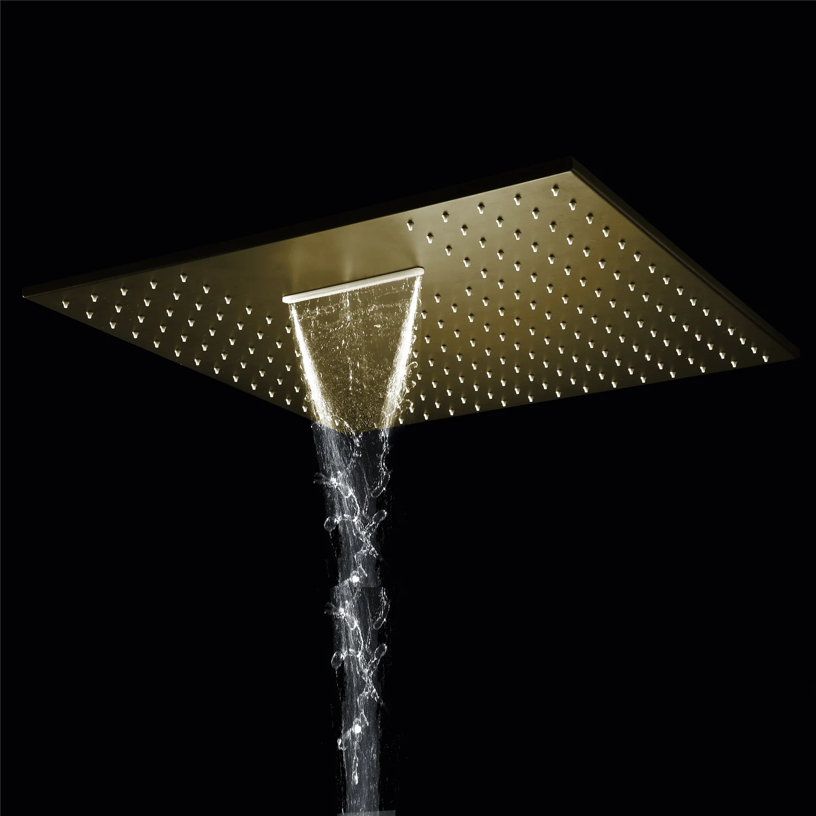 Brushed Gold 20-Inch or 24 inch Rainfall Waterfall Ceiling or flush Mount Shower Head with 4-Way Thermostatic Faucet, Body Jets - Image 13