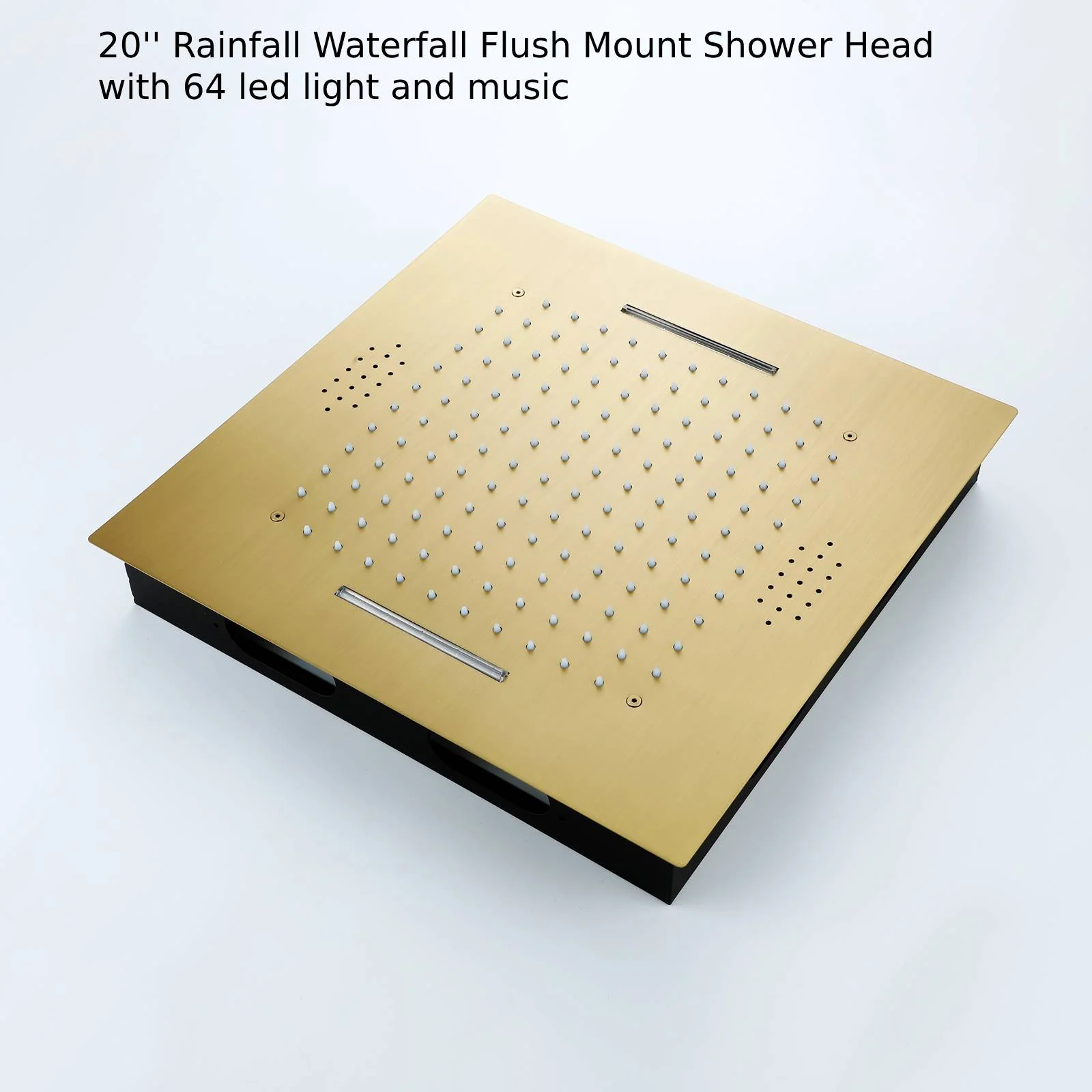 Brushed Gold 20-Inch or 24 inch Rainfall Waterfall Ceiling or flush Mount Shower Head with 4-Way Thermostatic Faucet, Body Jets - Image 18
