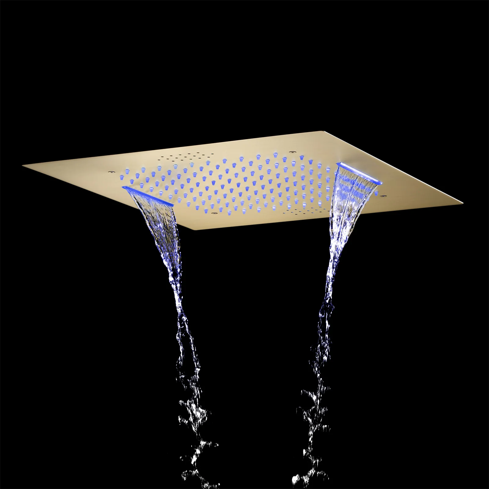 Brushed Gold 20-Inch or 24 inch Rainfall Waterfall Ceiling or flush Mount Shower Head with 4-Way Thermostatic Faucet, Body Jets - Image 22