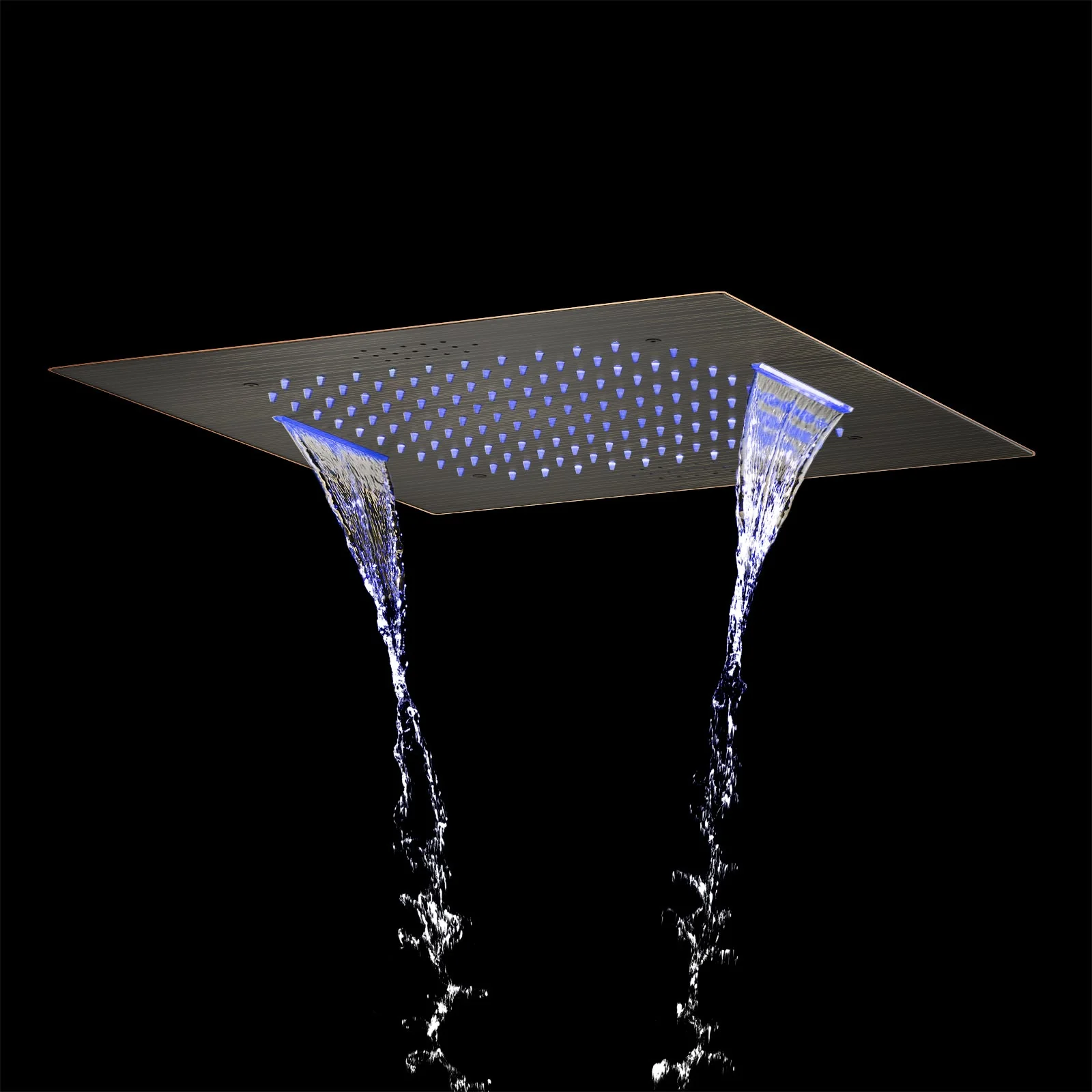 20-Inch or 24-inch Flushed Mounted Shower Head: Choose from Brushed Gold, Oil Rubber Bronze or Matte Black, or Brushed Nickel, Featuring Rainfall Waterfall, Bluetooth Music, and 64 LED Lights - Image 15