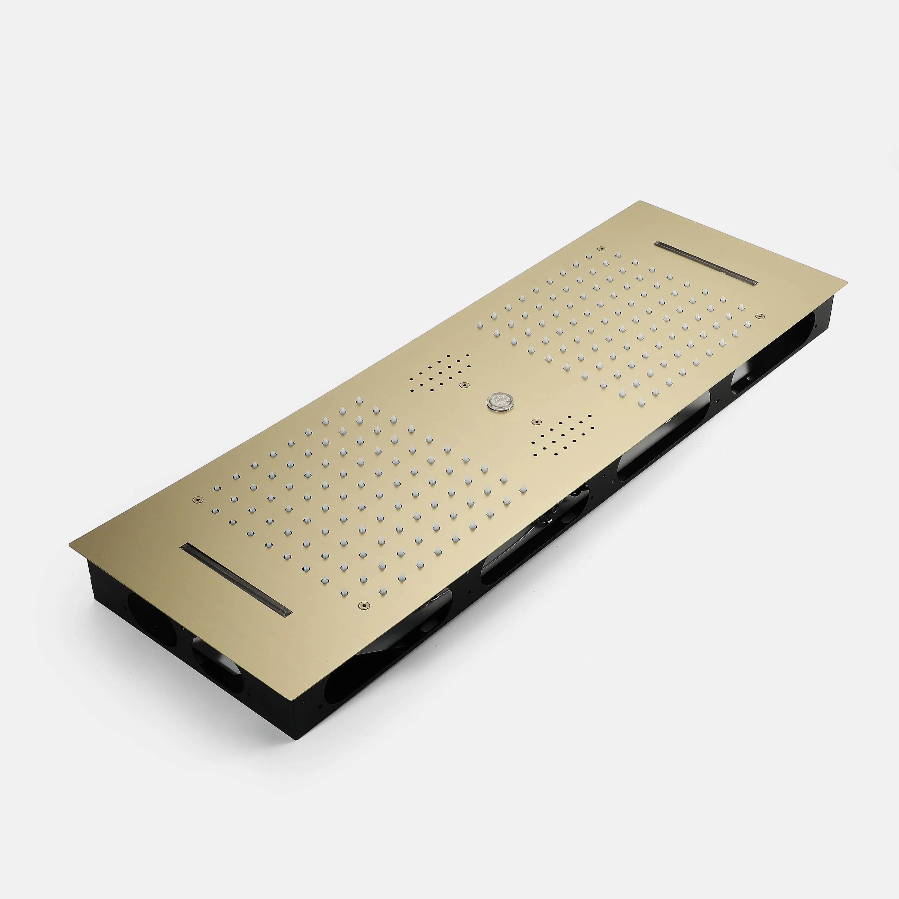 Brushed Gold 35" Bluetooth Music LED Shower System with Waterfall, 4-Way Digital Thermostatic Valve, 6 Body Jets, Touch Panel - Image 5