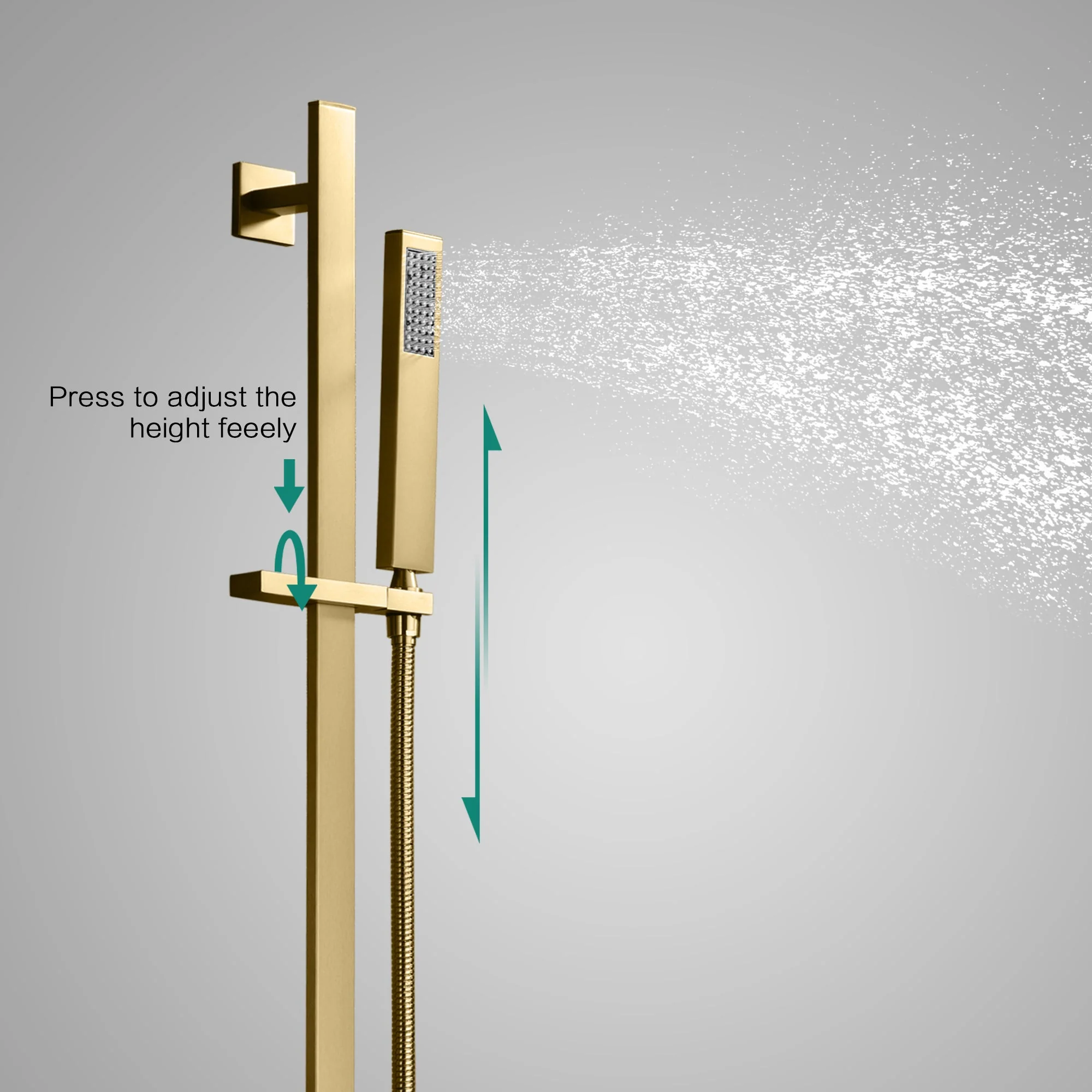 Brushed gold ceiling mount 12 inch or 16 inch rain head 3 way digital display thermostatic shower faucet with  Regular head wall mount - Image 4