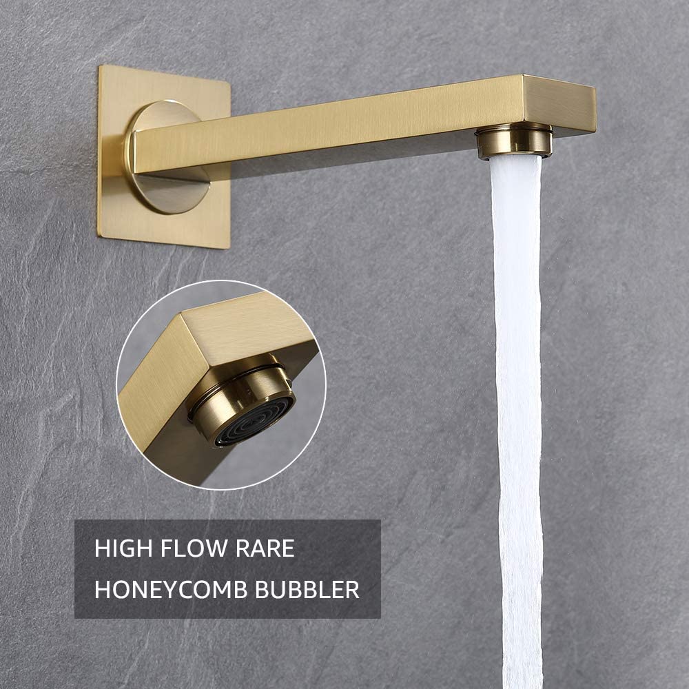 Brushed Gold Ceiling-Mounted Shower Faucet with 12'' or 16'' Rain Shower Head, 3-Way Digital Display, Trim, and Tub Spout - Image 3