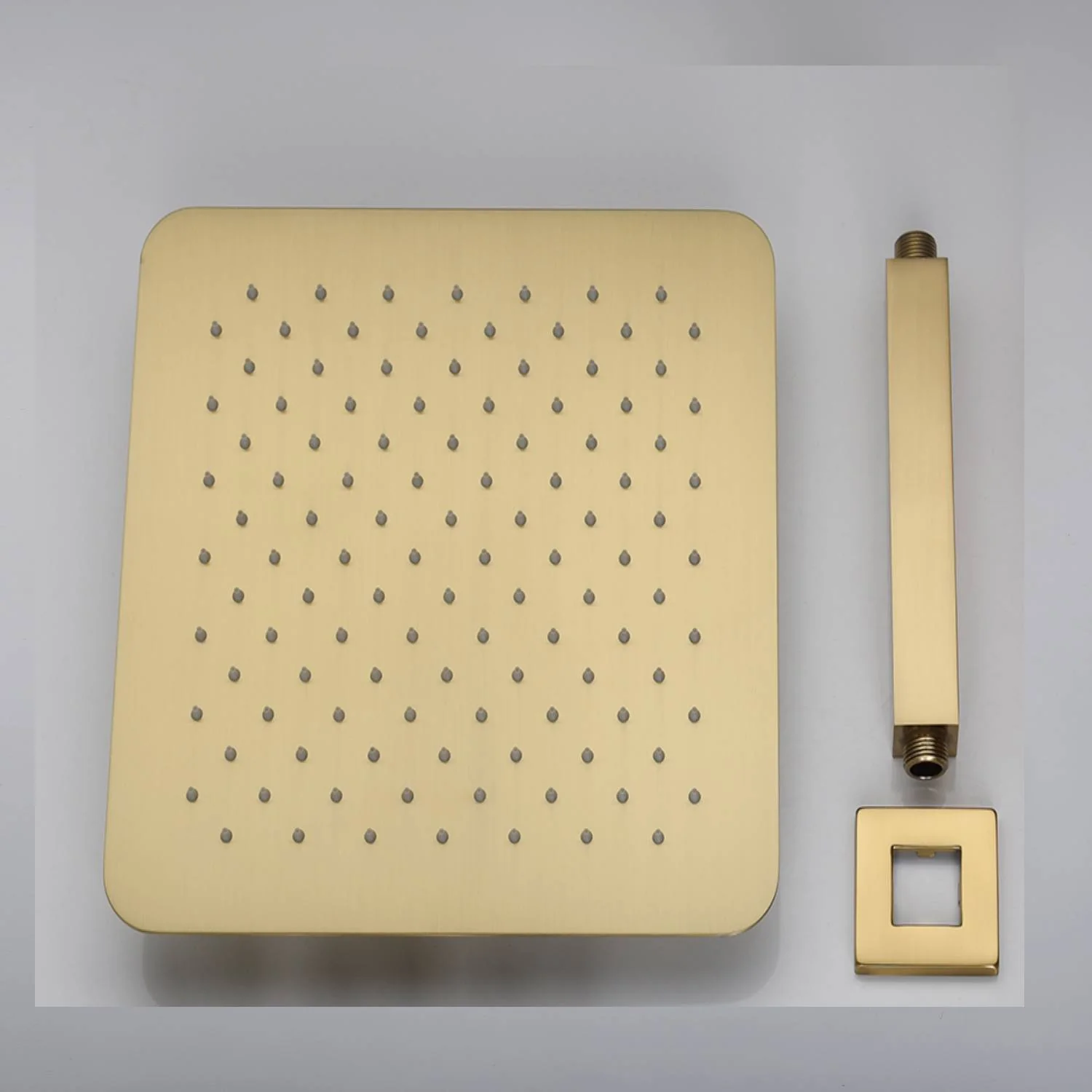 Brushed gold Ceiling mount rainfall shower heads wall mount regular shower head 4 way Thermostatic Shower valve system that each function run all together and separately - Image 7