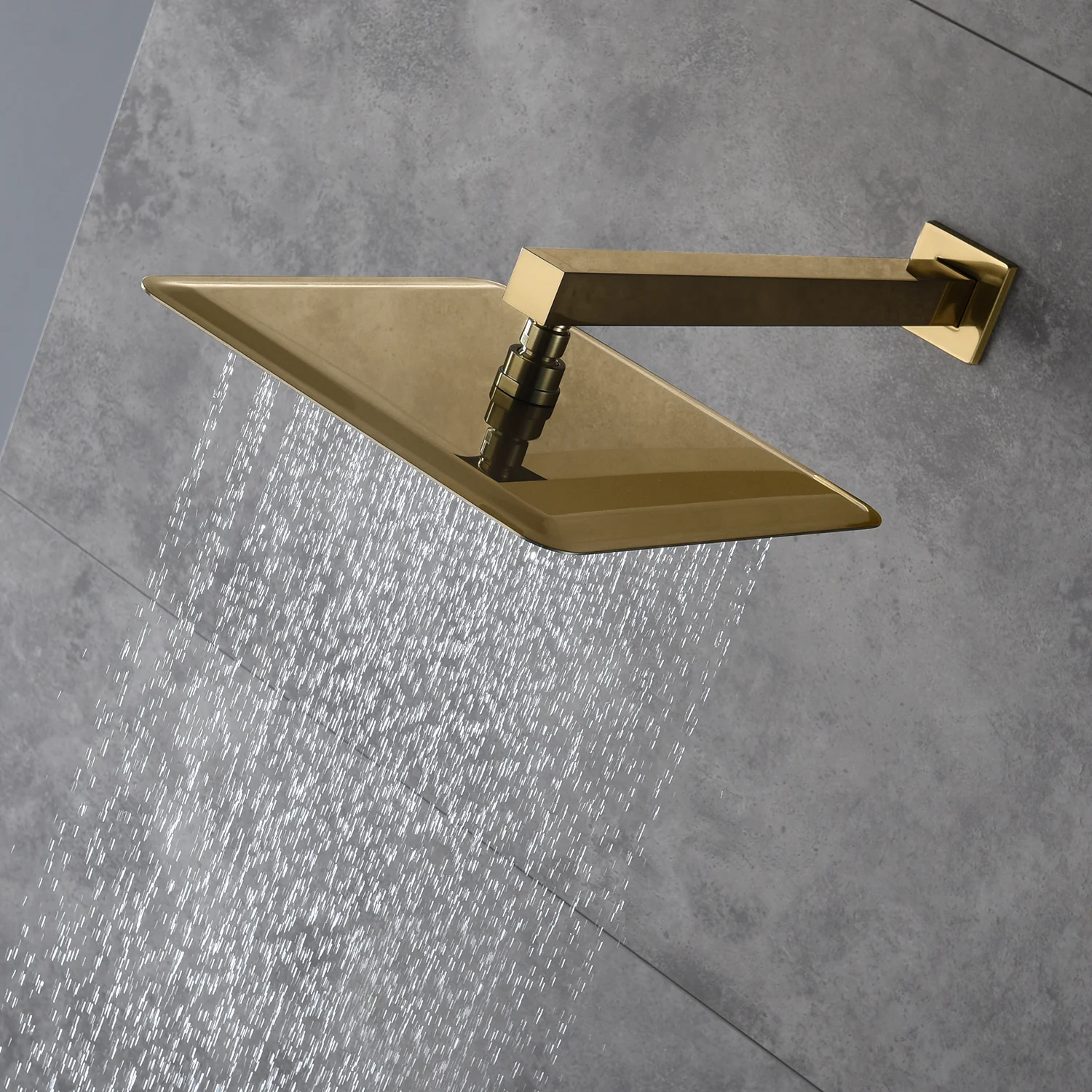 Dual-Head Brushed Gold Ceiling Mount 4 Way Thermostatic Shower System with 6 body jets - Image 3