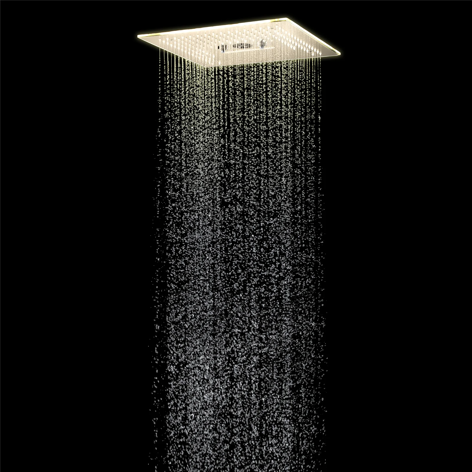 16-Inch Brushed Gold Flush-Mounted Rainfall, Waterfall, Mist, Hydro-Massage Shower Head with 64 LED Lights and Bluetooth Music - 5-Way Thermostatic Shower Faucet With Optional Digital Display - Image 9
