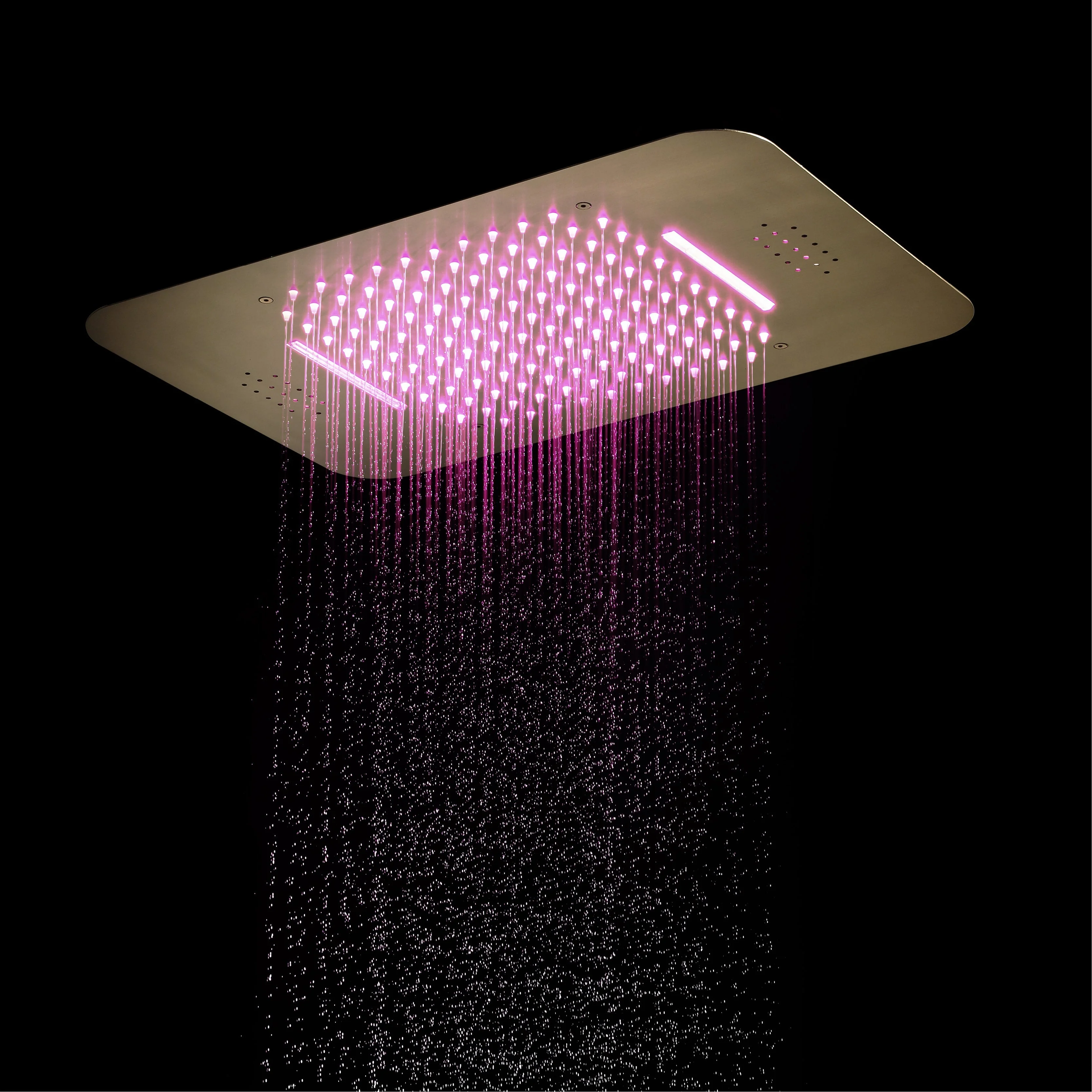 Brushed Gold Music LED Shower System: Flush-In 23'' x 15'' or 20'' x 20'' Shower Head with 6-Way Digital Display Thermostatic Control, Regular Head & Body Sprayers - Image 10