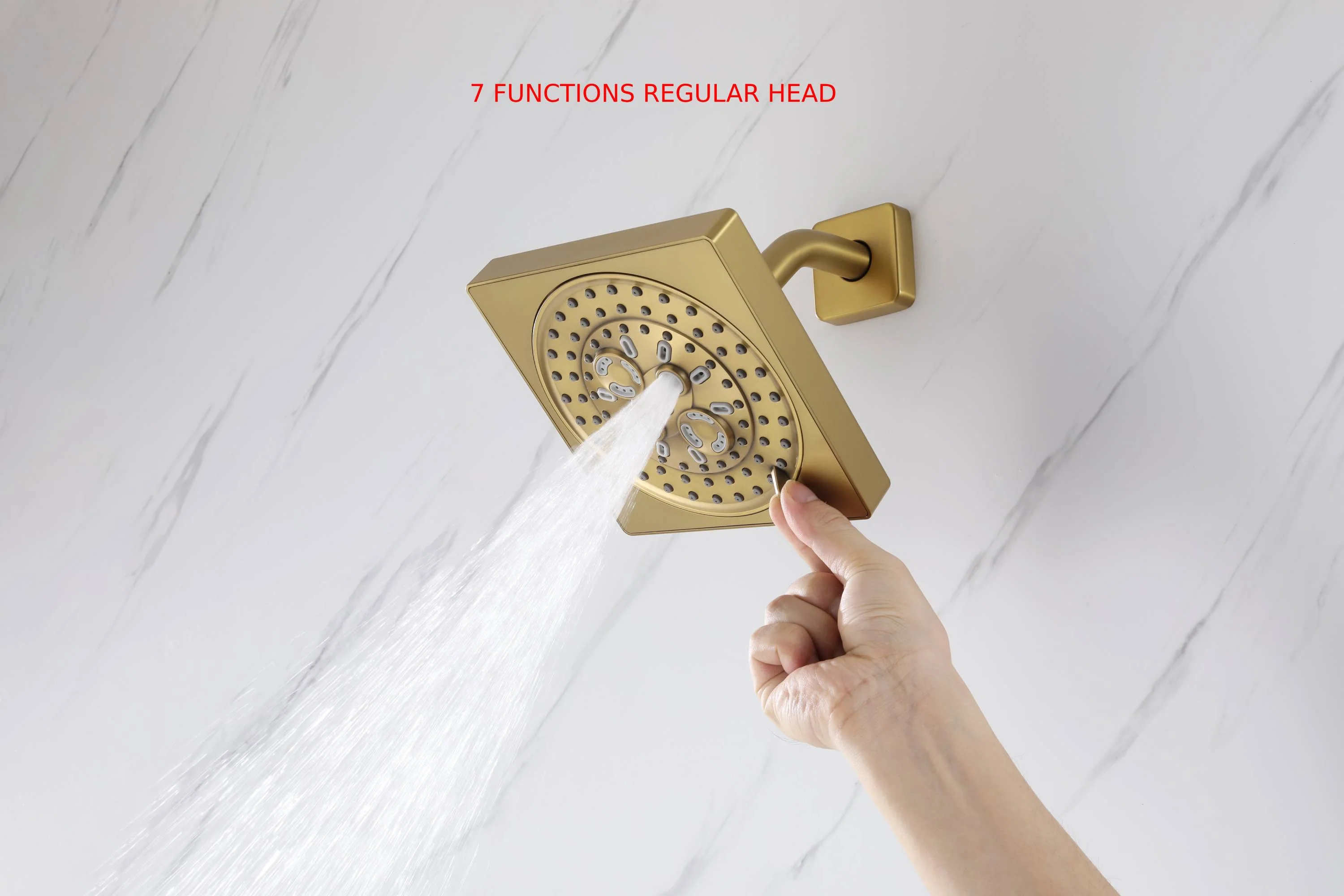 Brushed Gold Wall-Mounted 3-Way Thermostatic Shower System: Dual Regular Heads with Simultaneous and Independent Functionality - Image 8