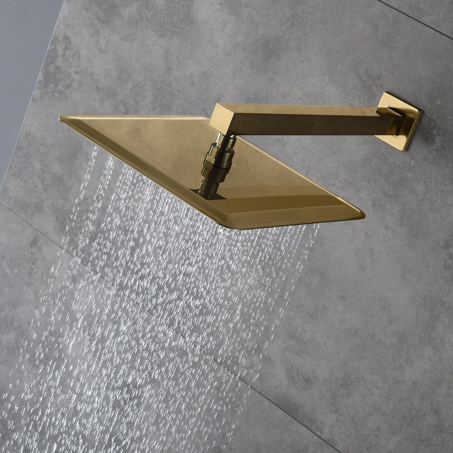 Brushed Gold wall mount 3 way digital display shower faucet with wall mount 6 inch high water pressure regular shower head - Image 5
