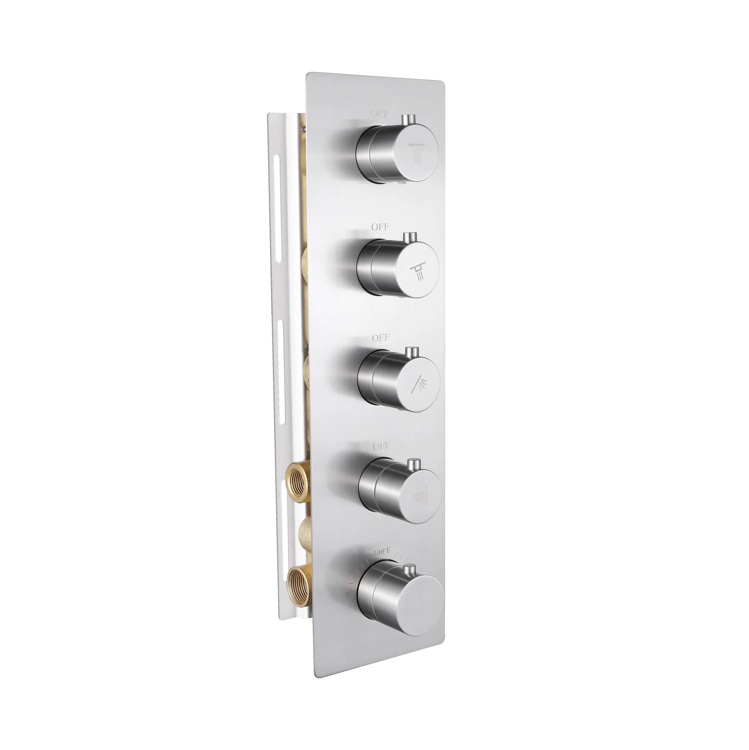 Brushed Nickel 4-Way Thermostatic Wall Mount Shower System - Featuring Dual Functionality with 12 or 16-inch LED or Non-LED Rain Head and High Pressure 6-inch Regular Head - Image 13