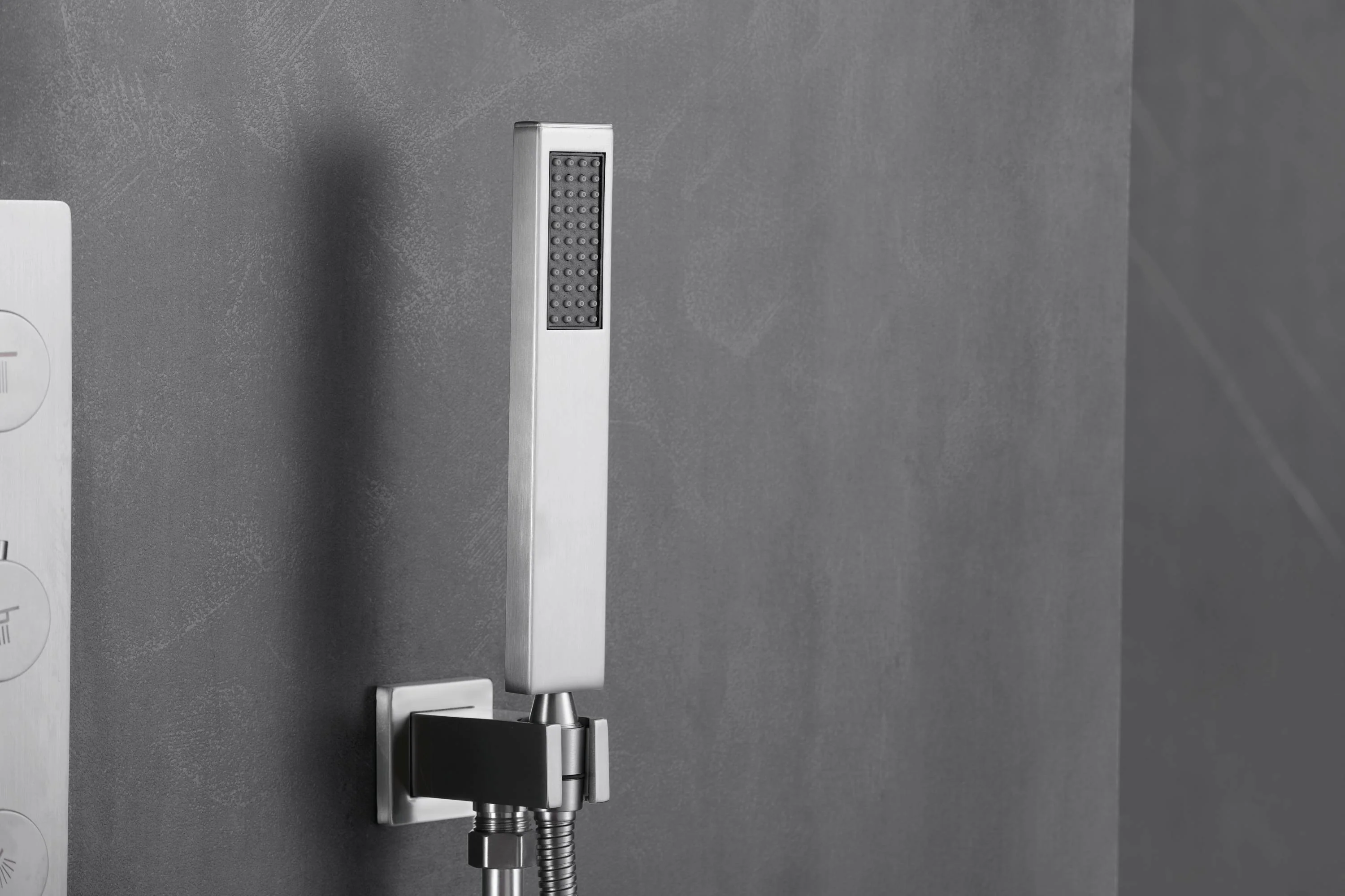 Brushed Nickel 4-Way Thermostatic Wall Mount Shower System - Featuring Dual Functionality with 12 or 16-inch LED or Non-LED Rain Head and High Pressure 6-inch Regular Head - Image 17