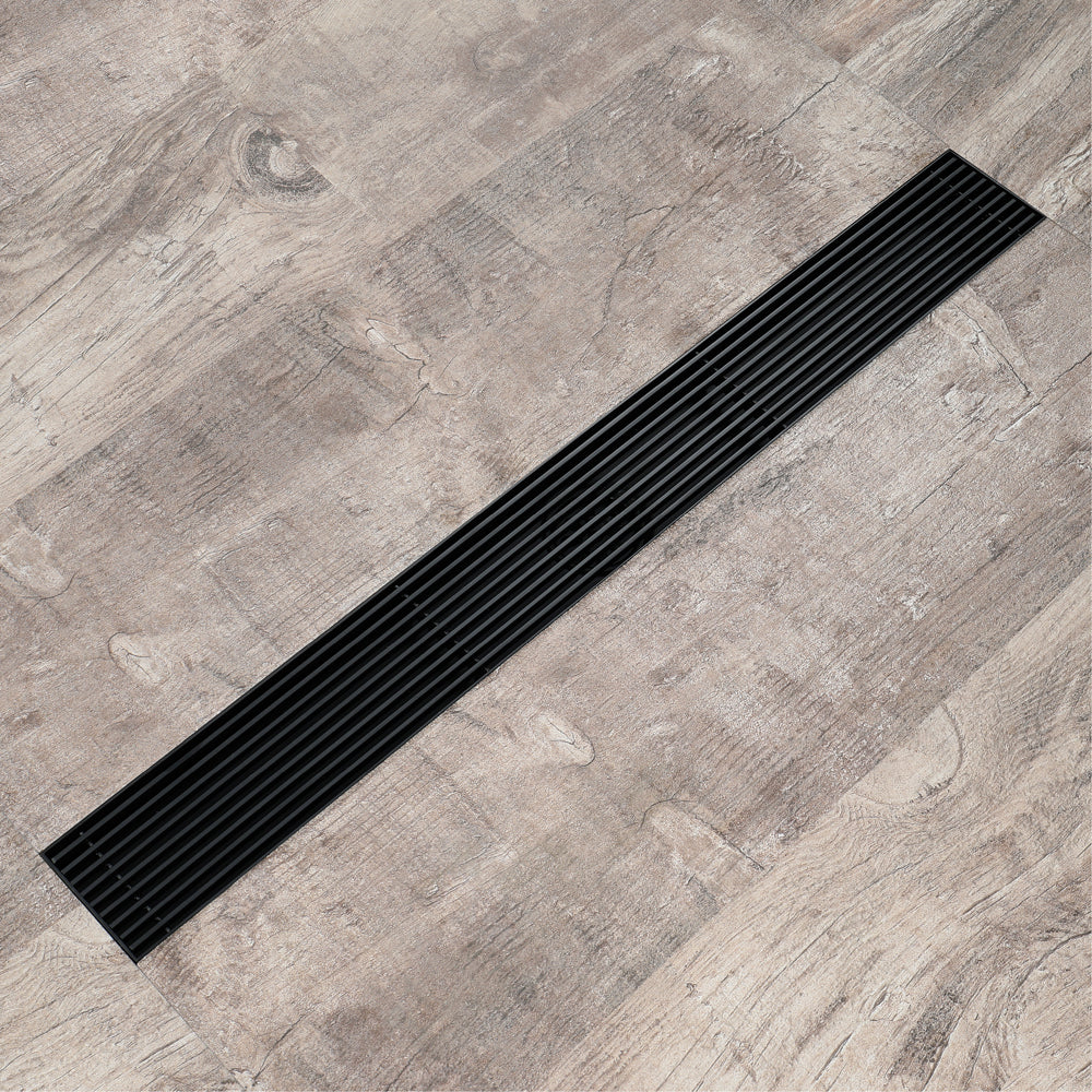 Matte Black Linear shower drain stainless steel material 24 inch or 35.4 inch with grid cover with hair strainer and adjustment feet