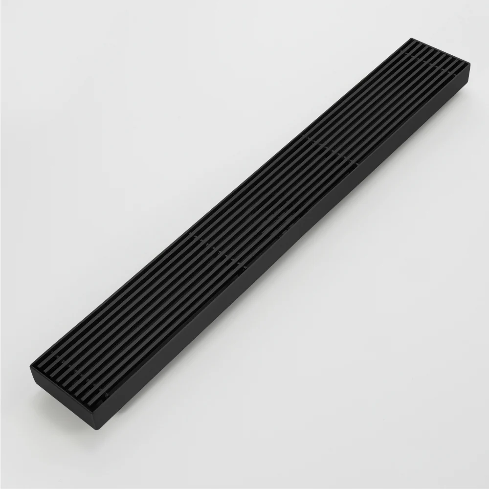 Matte Black Linear shower drain stainless steel material 24 inch or 35.4 inch with grid cover with hair strainer and adjustment feet - Image 5