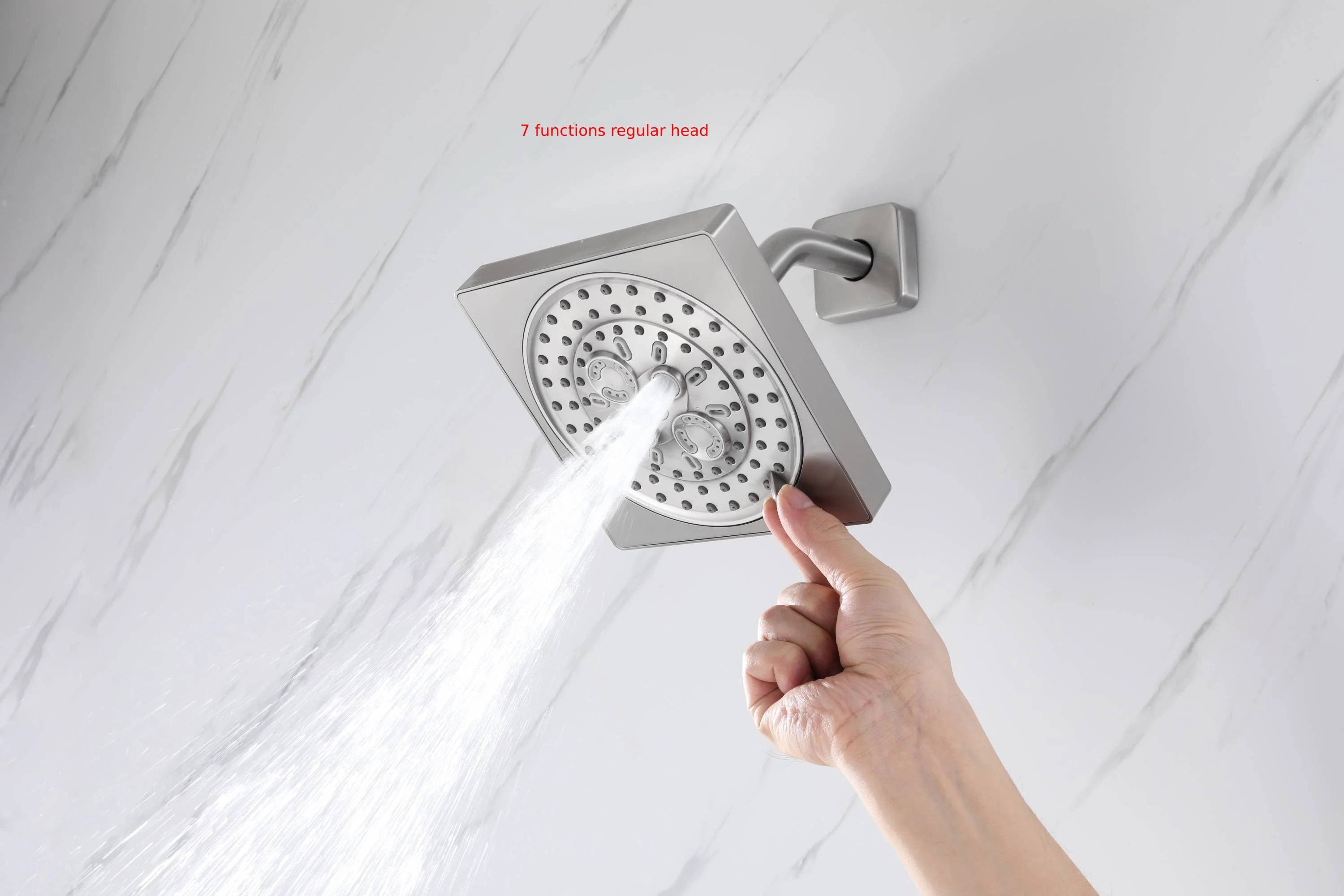 Brushed Nickel 4-Way Thermostatic Ceiling Mount Shower System - Featuring Dual Functionality with 12 or 16-inch LED or Non-LED Rain Head and High Pressure 6-inch Regular Head - Image 5