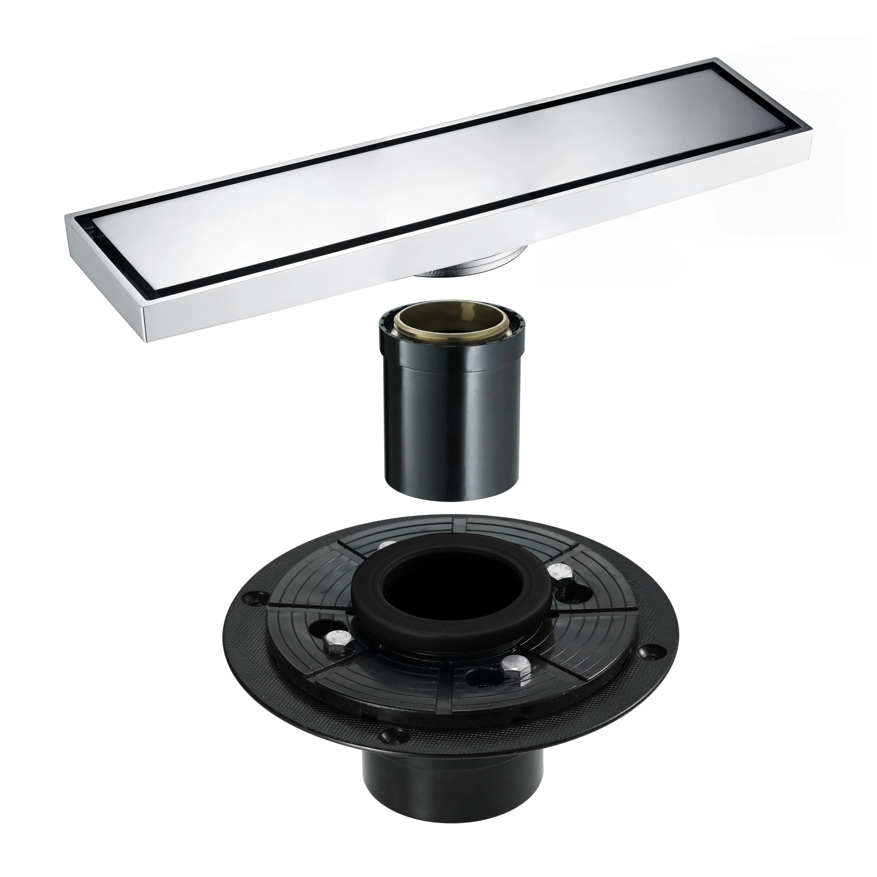 Chrome brass floor drain 11.8inch x 4.3 inch