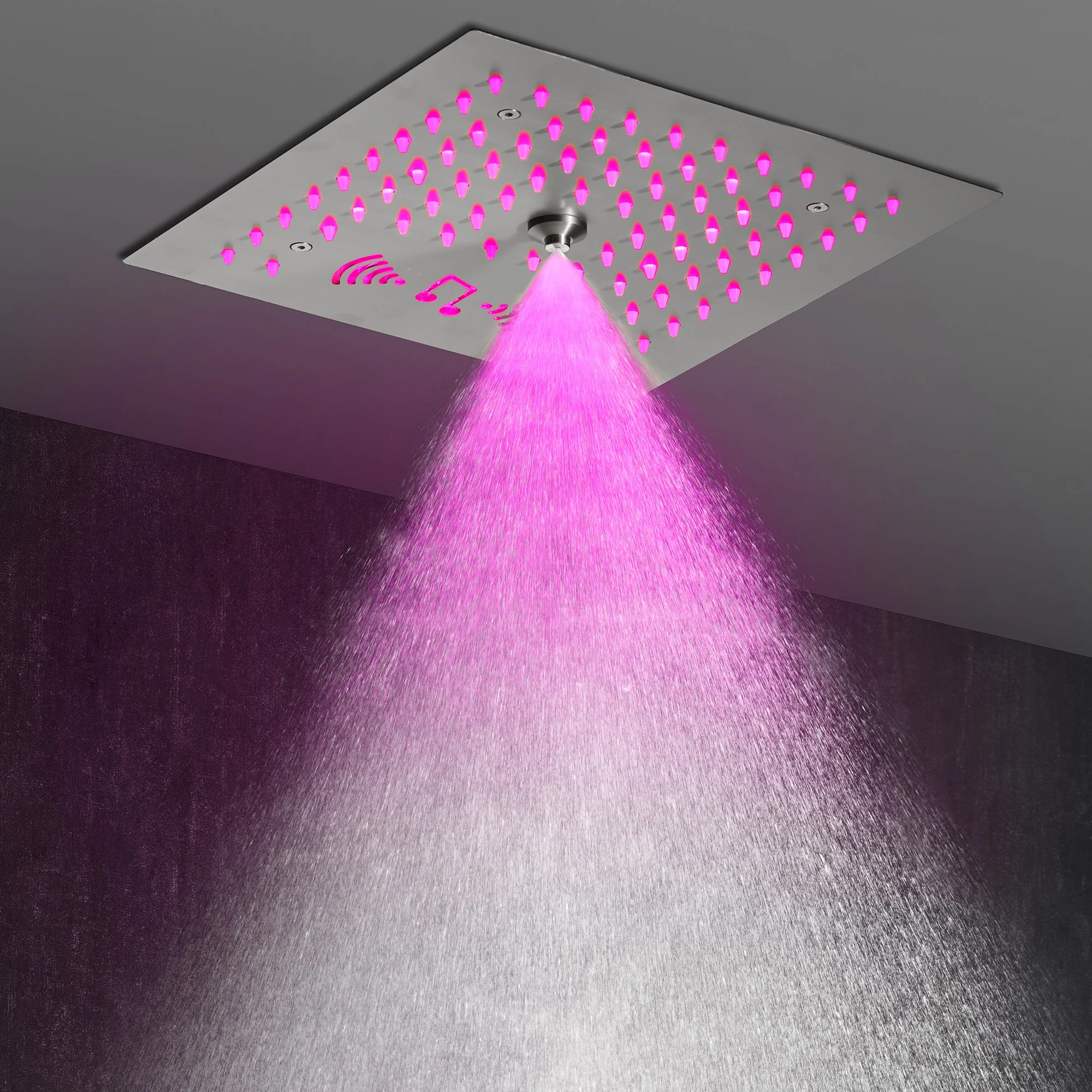12-Inch Flush-Mount Brushed Nickel Thermostatic Shower Faucet: 4-Way Control, 64-Color LED, Bluetooth Music, and Regular Head - Image 7