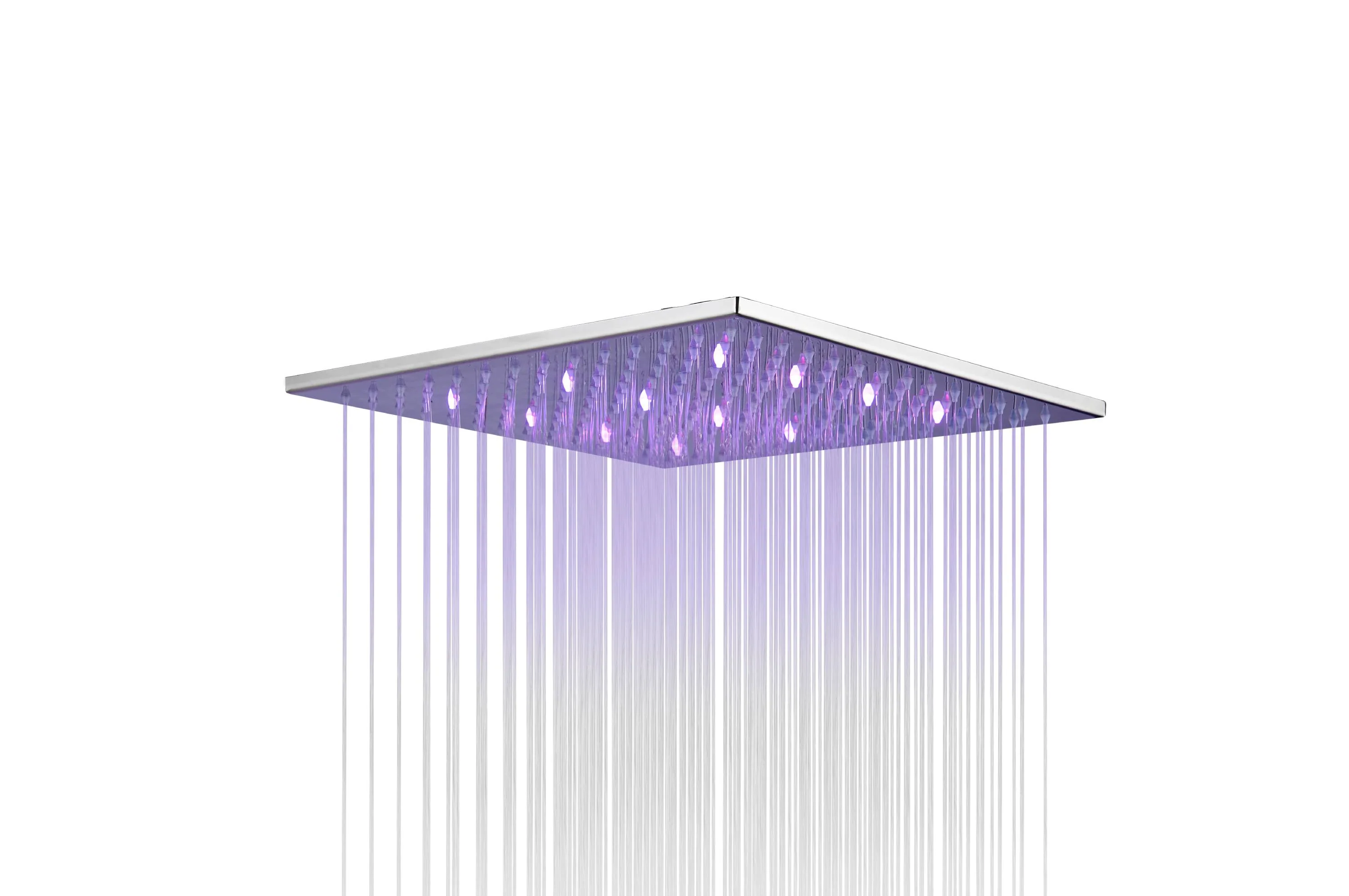 Chrome Ceiling-Mounted Shower System with LED, Digital Display, Anti-Scald, and Body Jets - Image 7