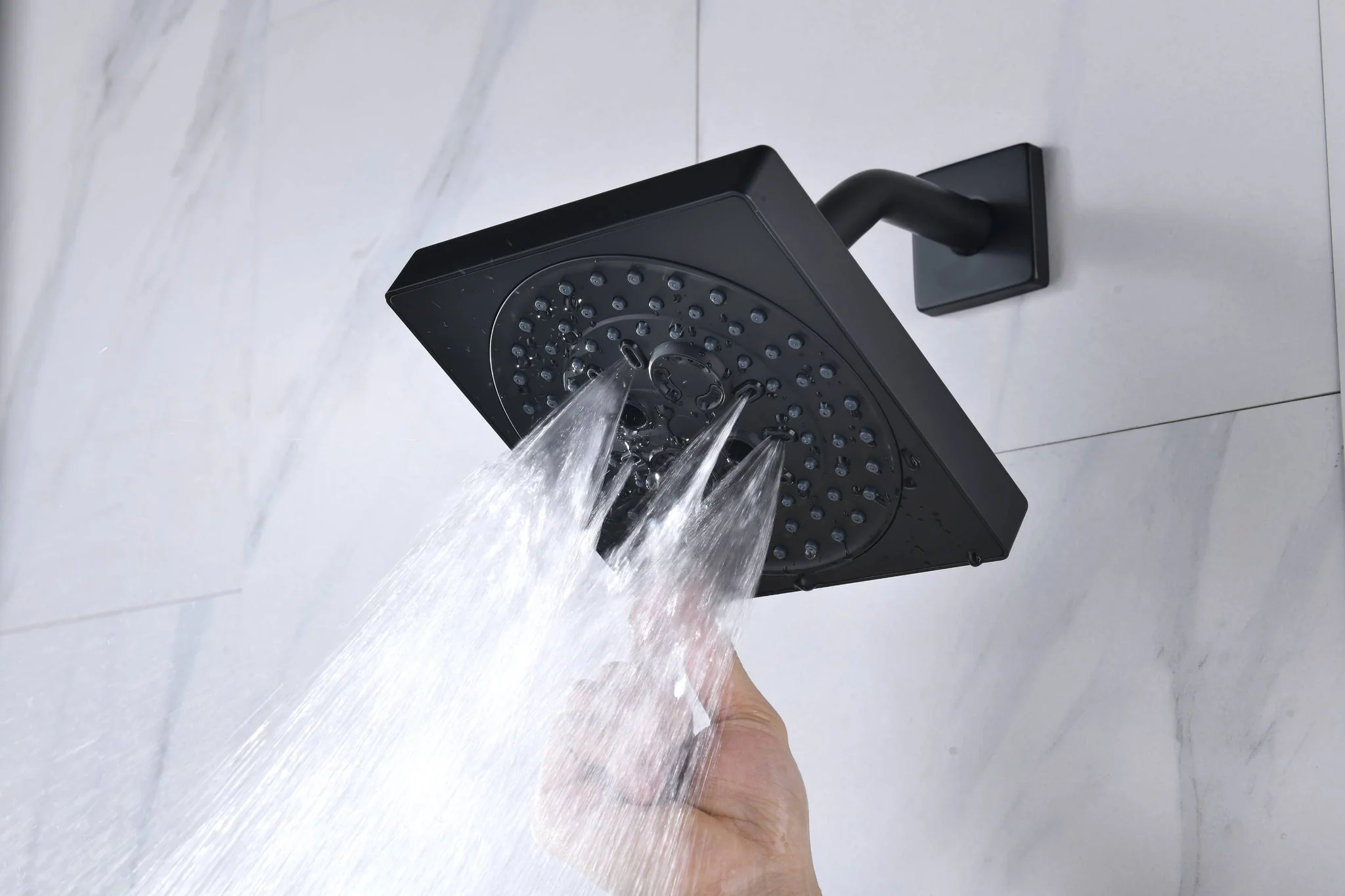 Matte Black Wall-Mounted 12" or 16" Rain Shower Head with 3-Way Thermostatic Faucet - Image 16