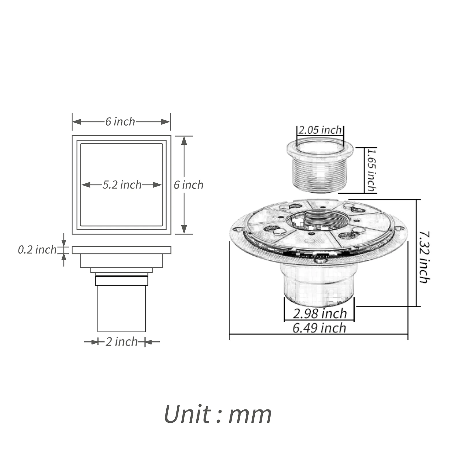 Brushed nickel stainless floor drain 6x6inch - Image 9