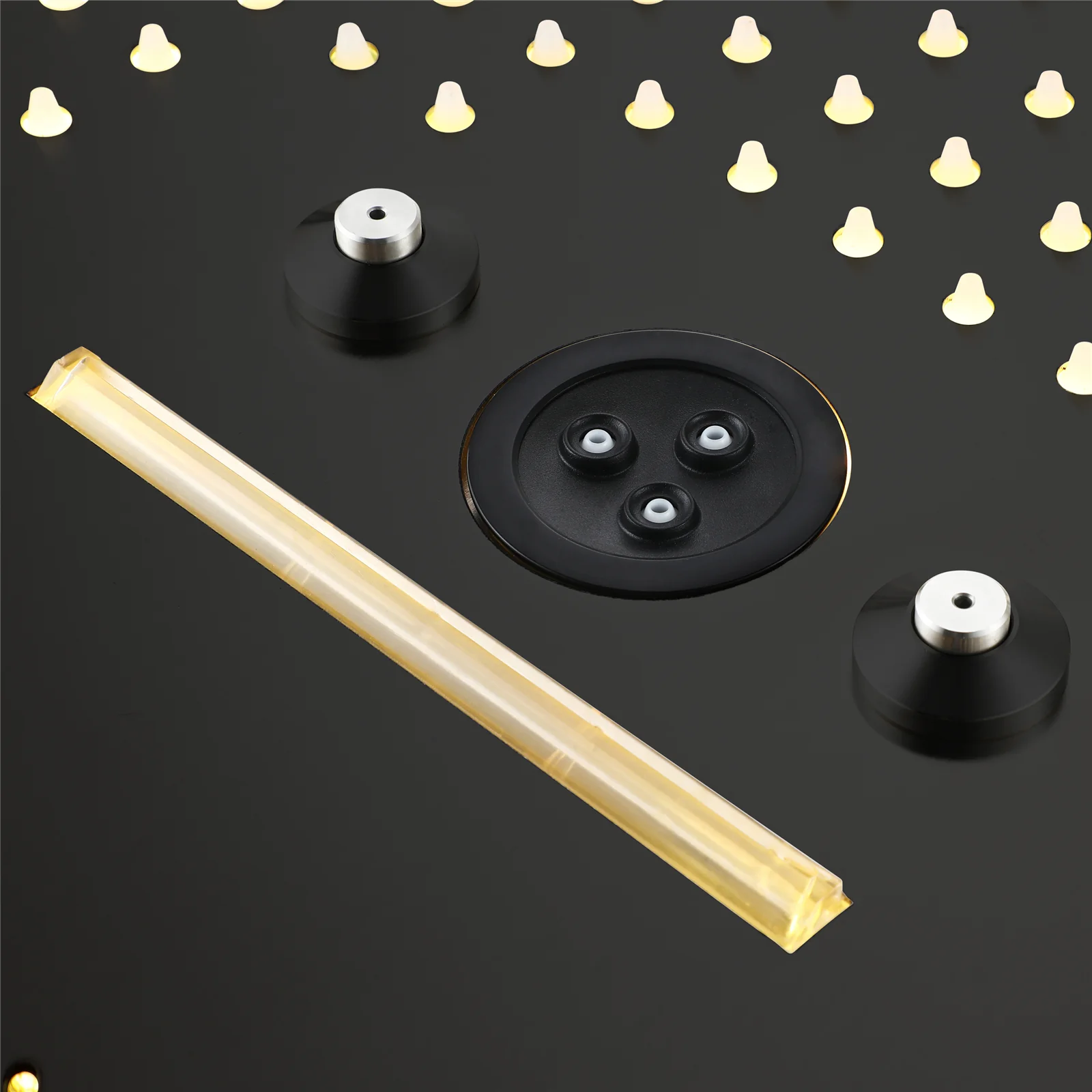 Flushed Mounted Matte Black 16'' x 16'' Shower Head: Featuring 64 LED Lights, Music, Rainfall, Waterfall, Mist, 360 Degrees Rotation, and Hydro Jet Technology - Image 11