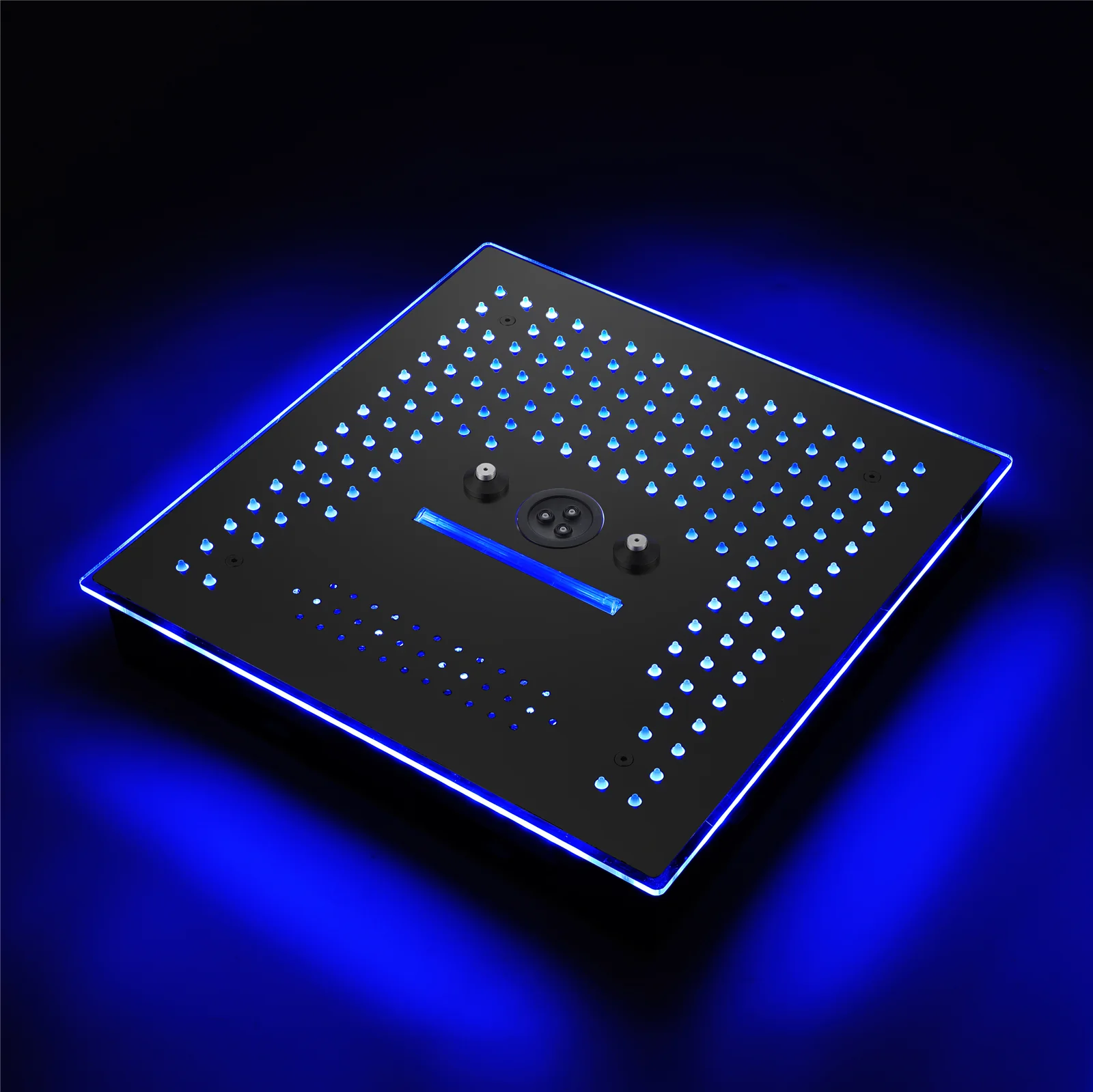 Flushed Mounted Matte Black 16'' x 16'' Shower Head: Featuring 64 LED Lights, Music, Rainfall, Waterfall, Mist, 360 Degrees Rotation, and Hydro Jet Technology - Image 2