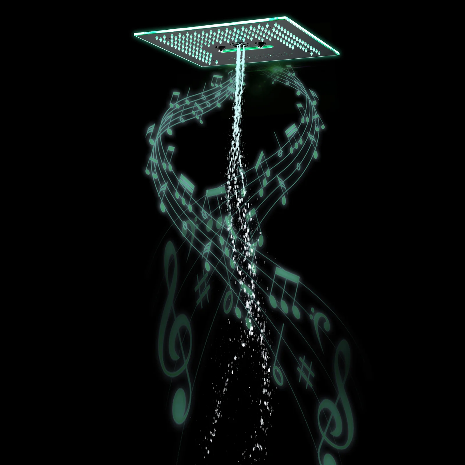 Flushed Mounted Matte Black 16'' x 16'' Shower Head: Featuring 64 LED Lights, Music, Rainfall, Waterfall, Mist, 360 Degrees Rotation, and Hydro Jet Technology - Image 7