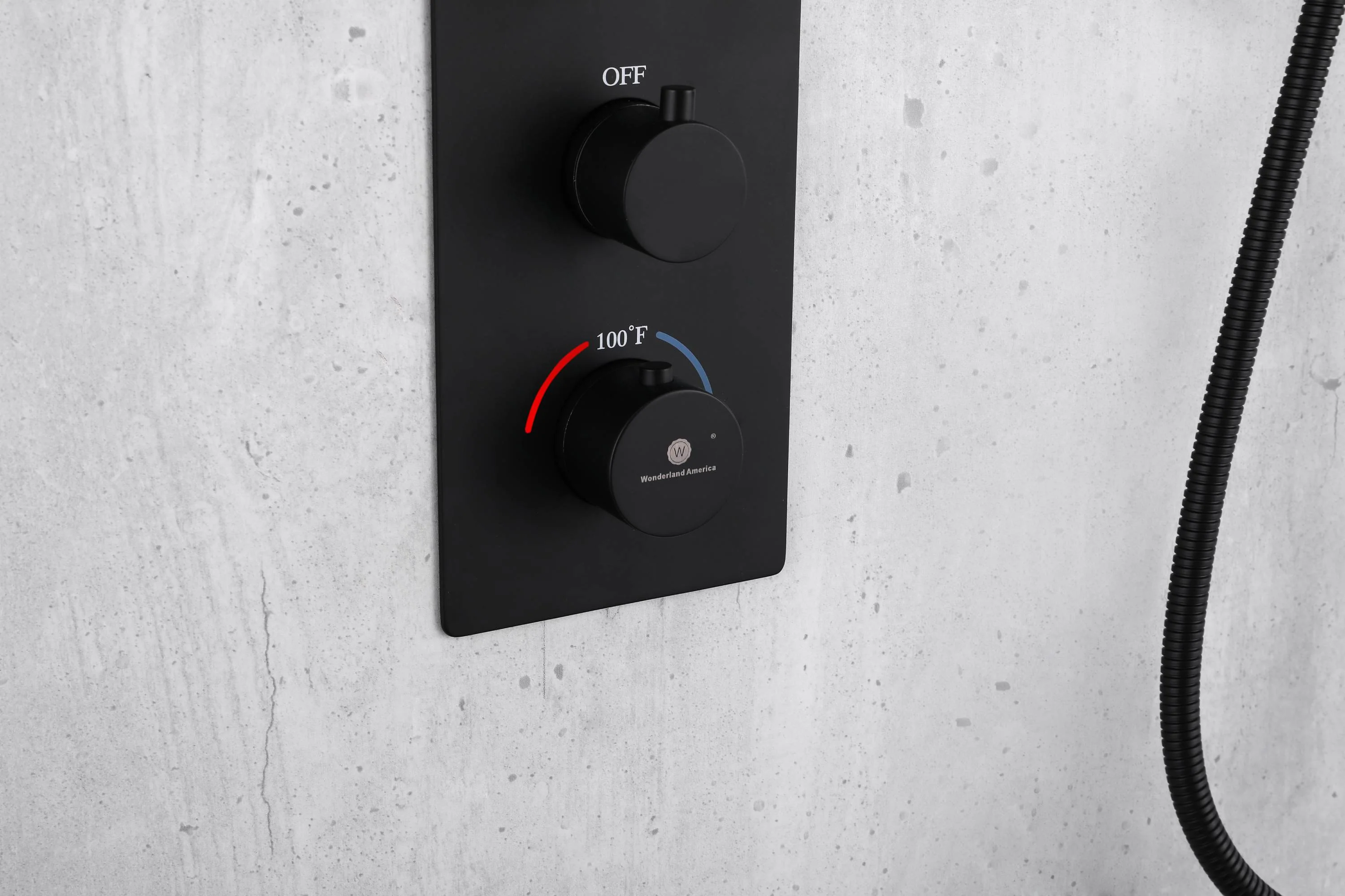 Matte Black wall mount 6'' regular head 3-Way Thermostatic Shower System - With High Pressure body jets - Image 5
