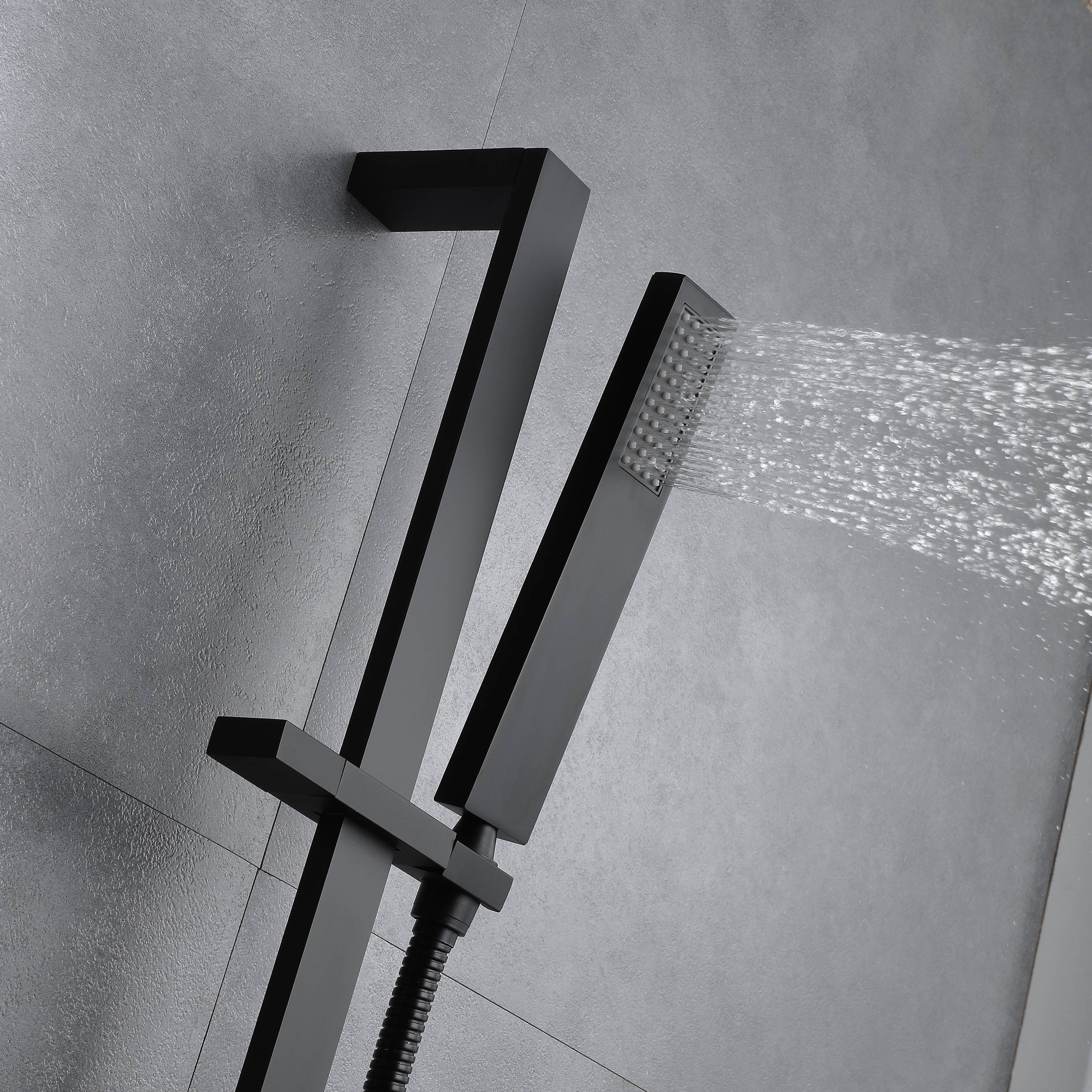 Matte Black 35" Bluetooth Music LED Shower System with Waterfall, 5-Way Digital Thermostatic Valve, 3 Body Jets, Touch Panel - Image 6