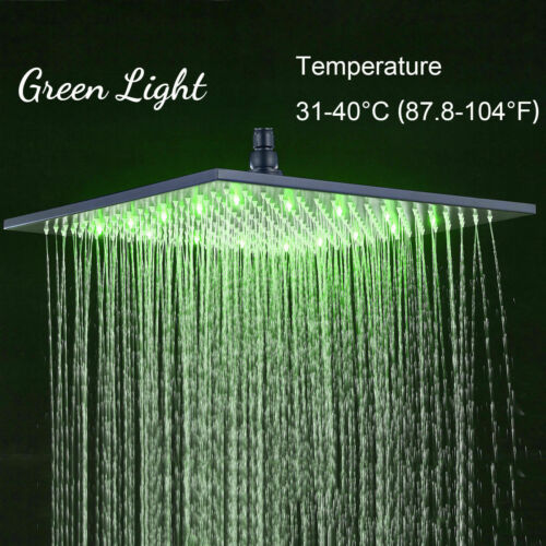 matte black Wall mount 12 inch or 16 inch rain head 3 way digital display thermostatic shower faucet with large body sprayers - Image 12