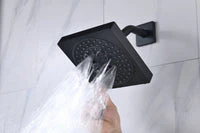 matte black ceiling mount 12 inch or 16 inch rain head 3 way digital display thermostatic shower faucet with Regular head wall mount - Image 22
