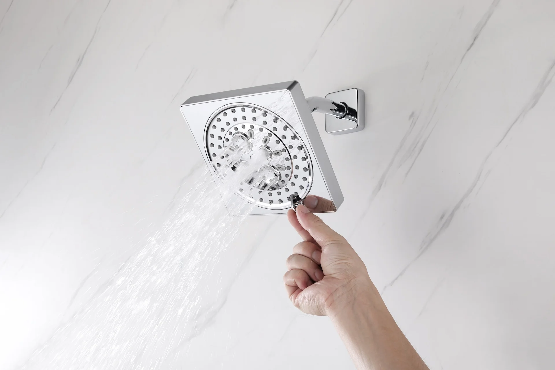 Chrome ceiling mount 20 inch or 24 inch rainfall shower head system 3 way thermostatic shower faucet with wall mount 6 inch high water pressure regular shower head - Image 7