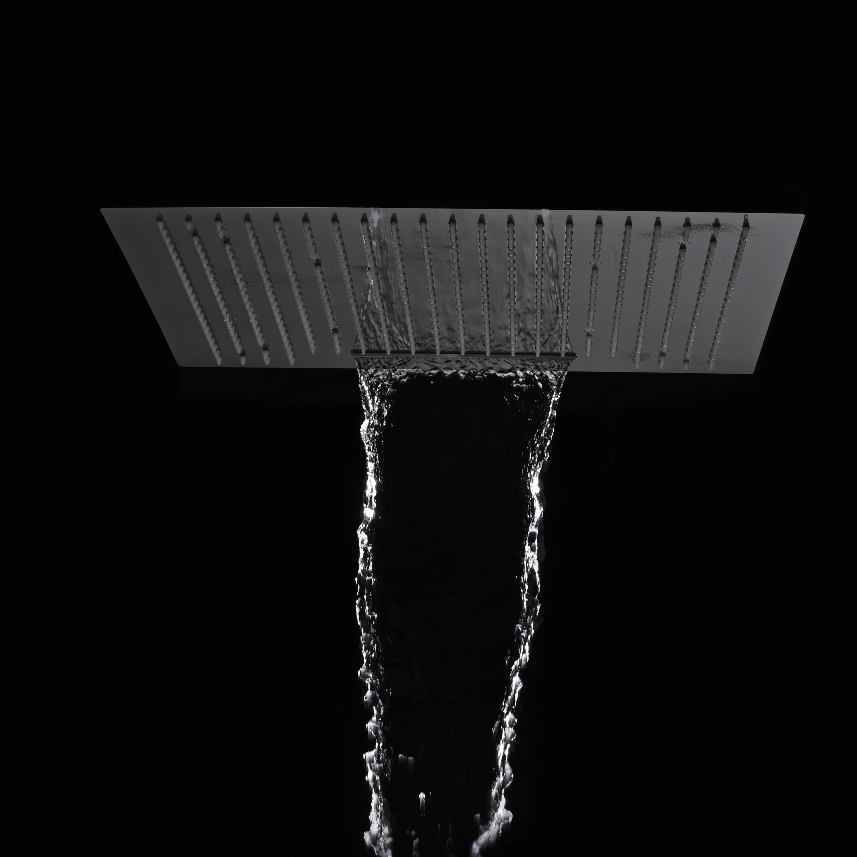 24 inch flush mount rainfall waterfall shower head 3 way thermostatic shower faucet with handle wand - Image 16