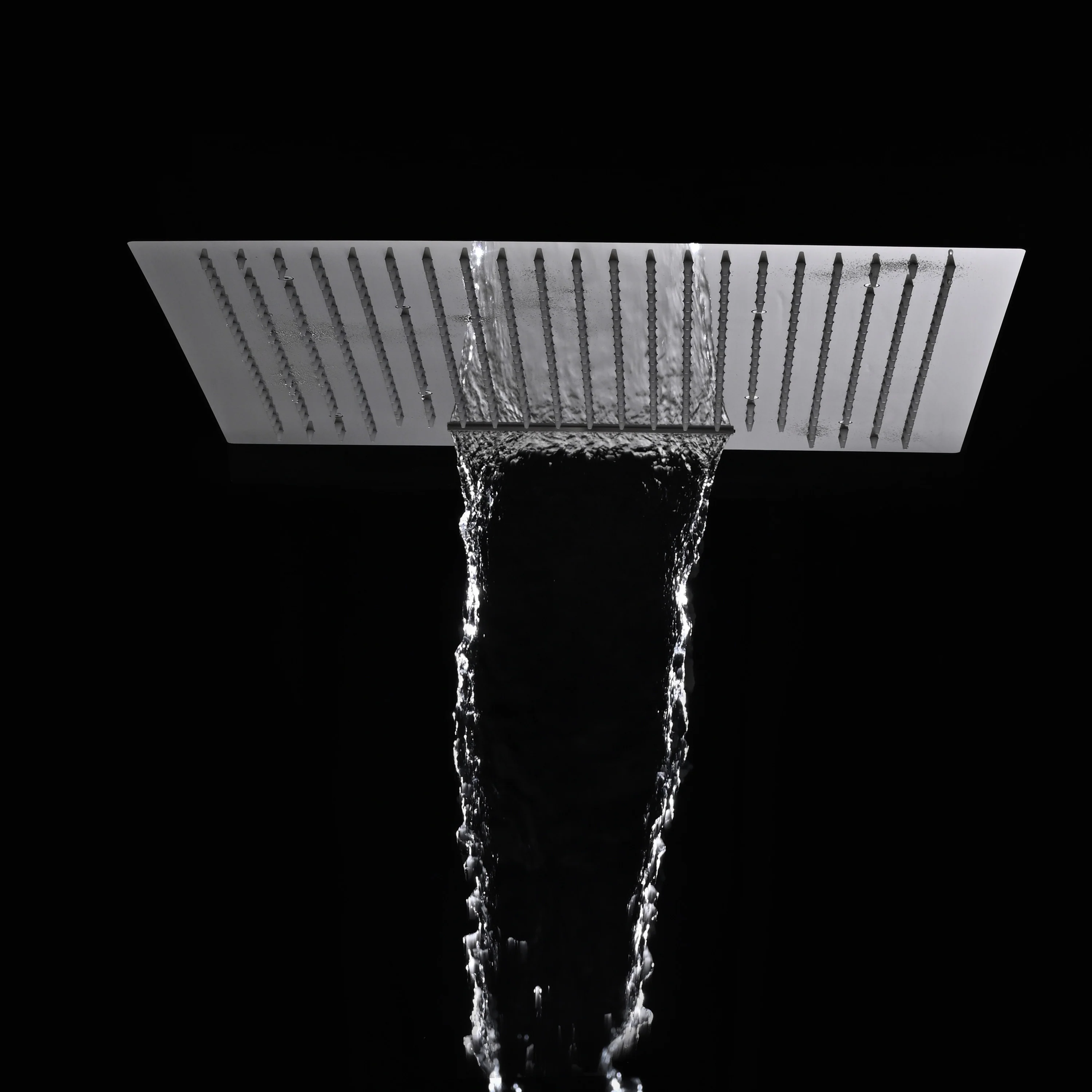 24 inch flush mount rainfall waterfall shower head 3 way thermostatic shower faucet with handle wand - Image 17