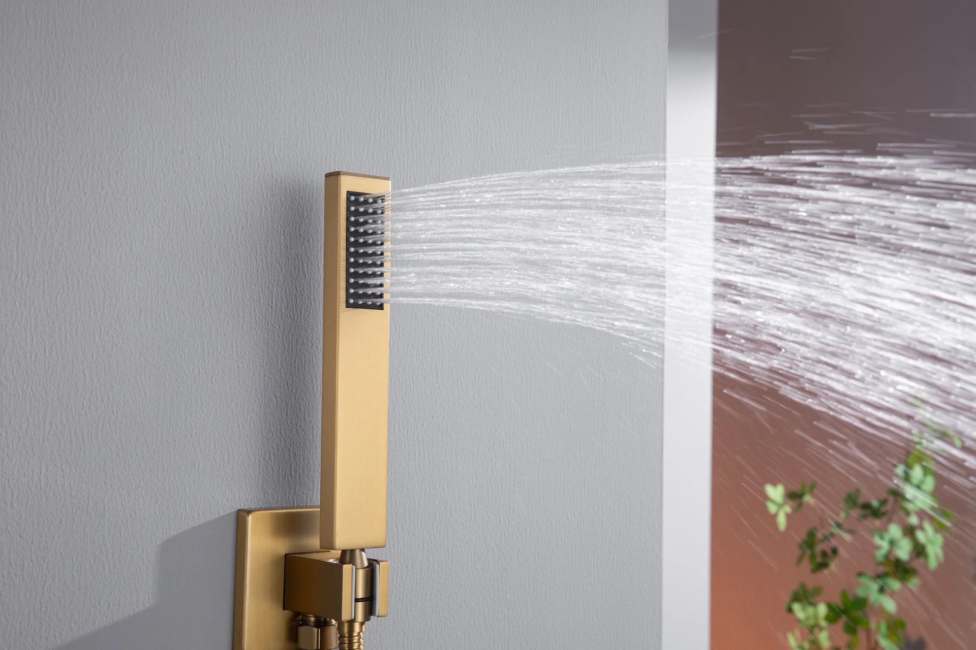 24 inch flush mount rainfall waterfall shower head 4 way thermostatic shower faucet with handle wand and regular head - Image 5