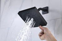 Matte Black 6-Inch Wall Mounted Shower Head with 3-Way Thermostatic Shower Faucet and Dual Handle Control - Image 16