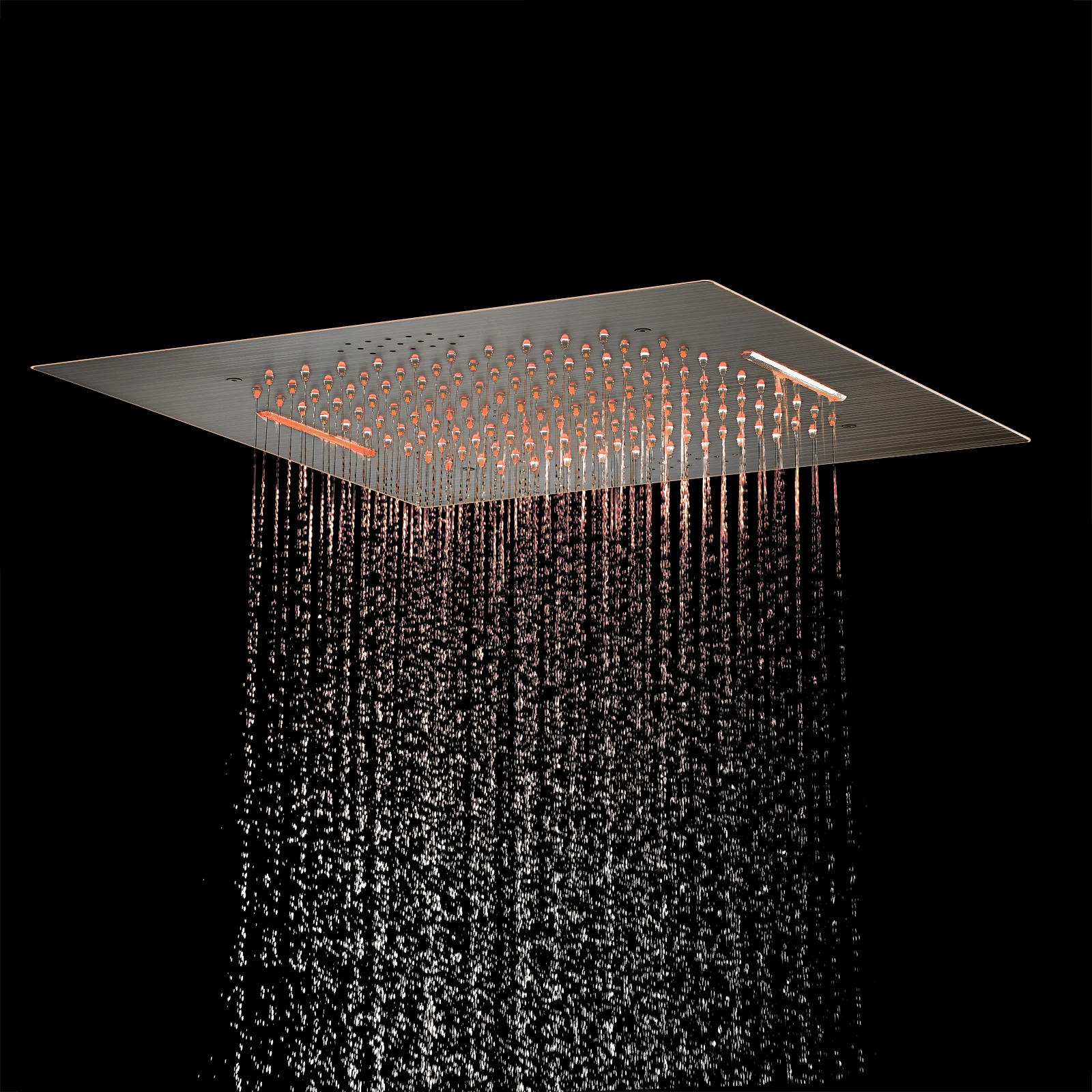 Oil Rubbed Bronze Flush Mount 20-Inch 64 LED Bluetooth Music Rainfall Waterfall Shower Head with 4-Way Thermostatic System and High Water Pressure Wall Mount Shower Head - Image 6