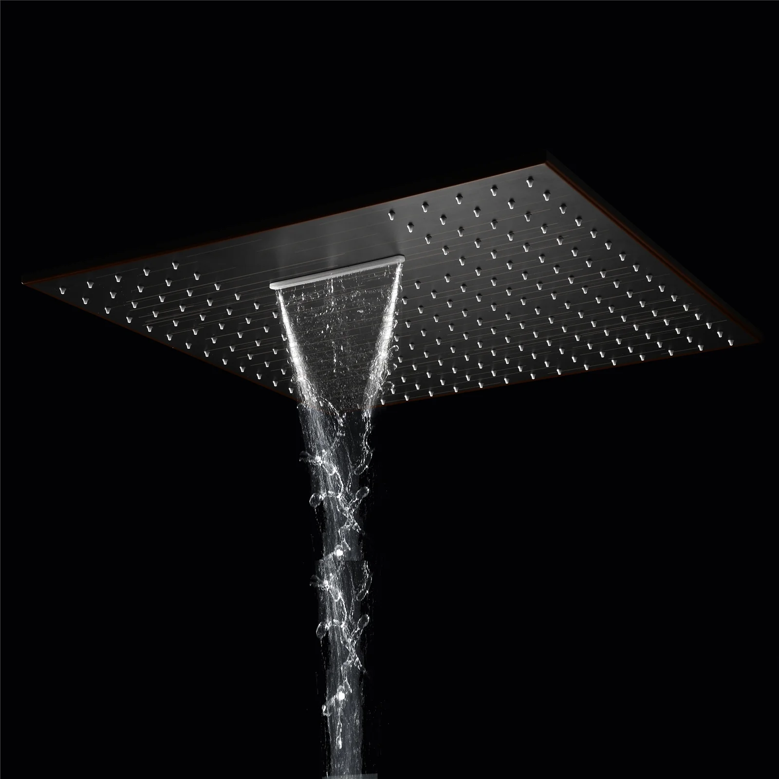Oil Rubbed Bronze Ceiling Mount 20-Inch Rainfall Waterfall Shower Head with 4-Way Thermostatic System, Body Jets - Image 2
