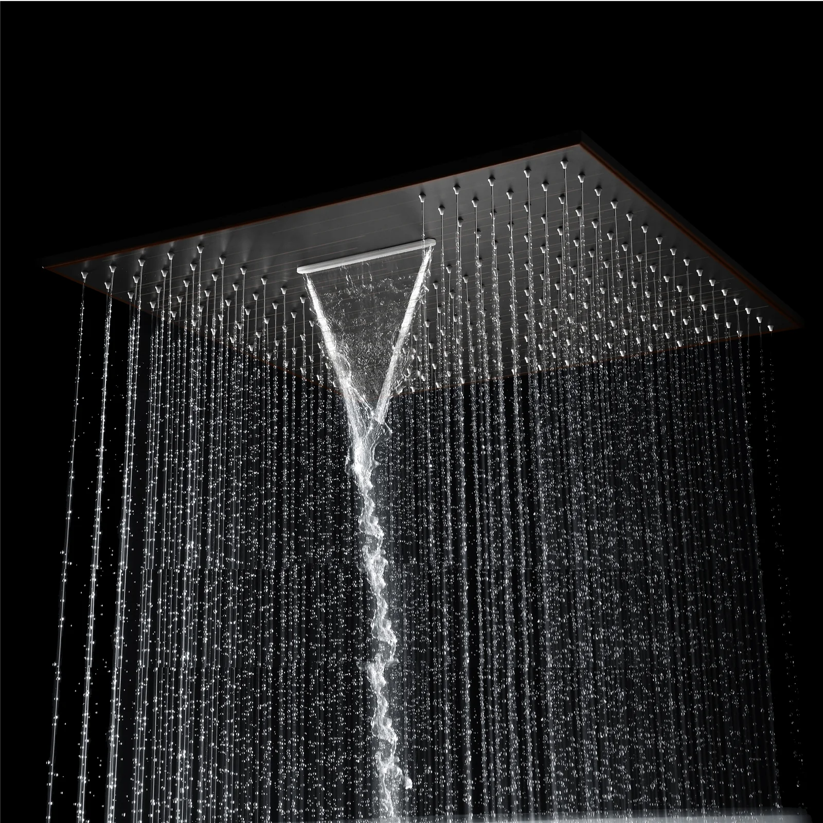 Oil Rubbed Bronze Ceiling Mount 20-Inch Rainfall Waterfall Shower Head with 4-Way Thermostatic System, Body Jets - Image 4